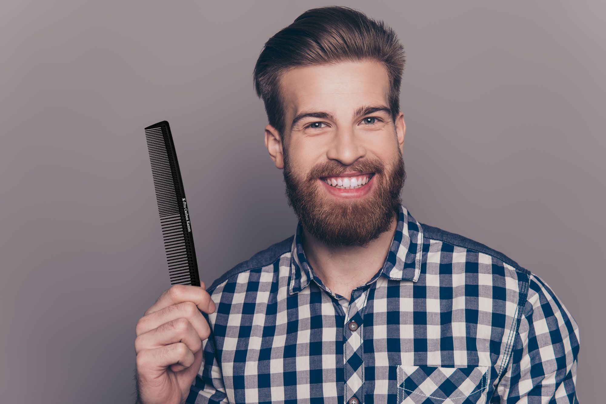 K-Pro Carbon Kamm - Damen Herren Haarschneidekamm Bartkamm Antistatisch