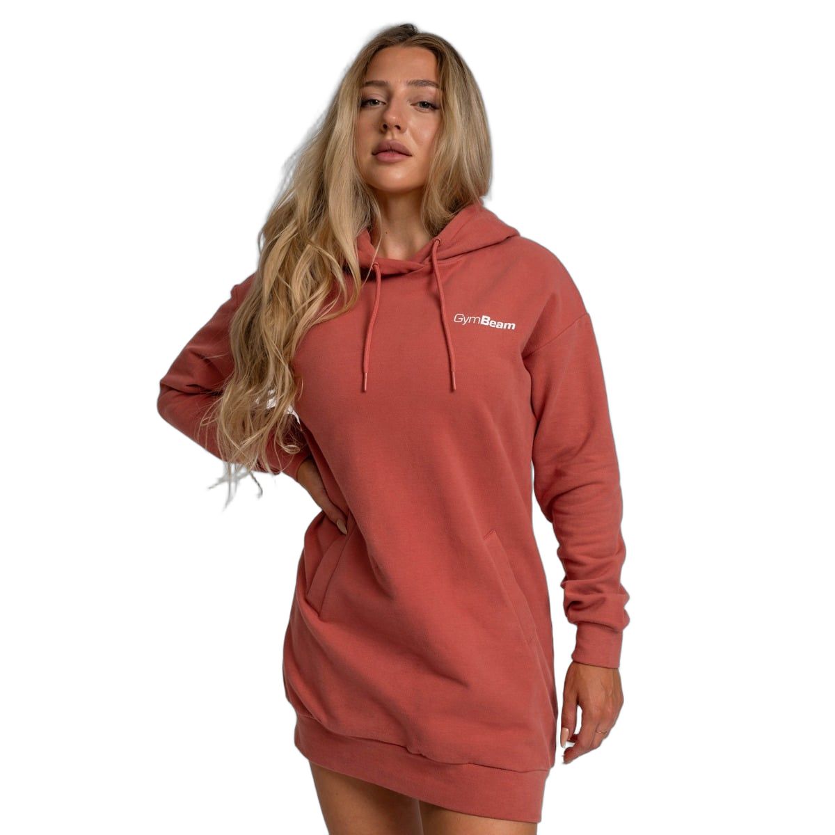 GymBeam Longline Hoodie Damen Regular mit Taschen Limitless Cinnamon 1 St