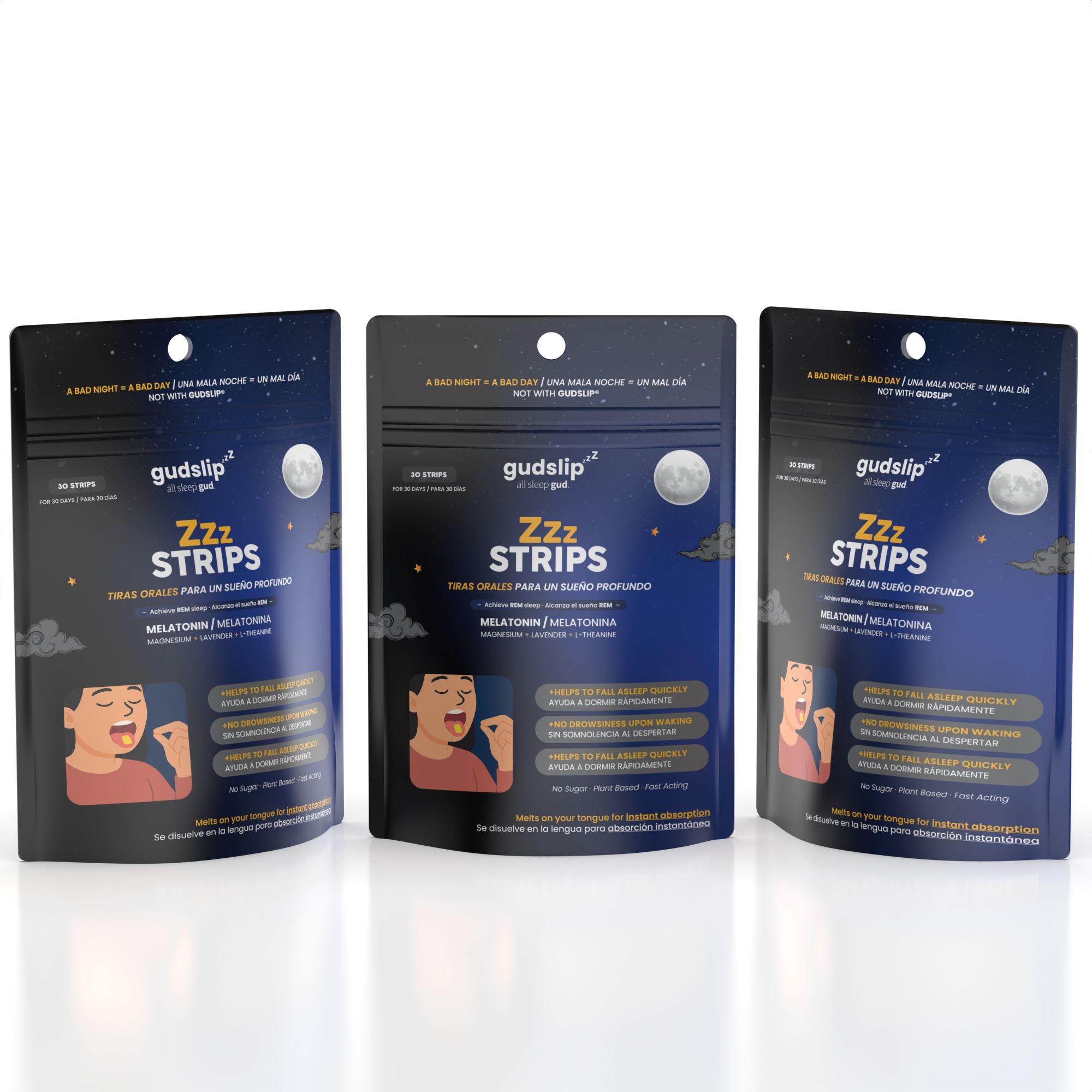 gudslip® Melatonin Mundstreifen strips einzeln verpackt 30 St Streifen