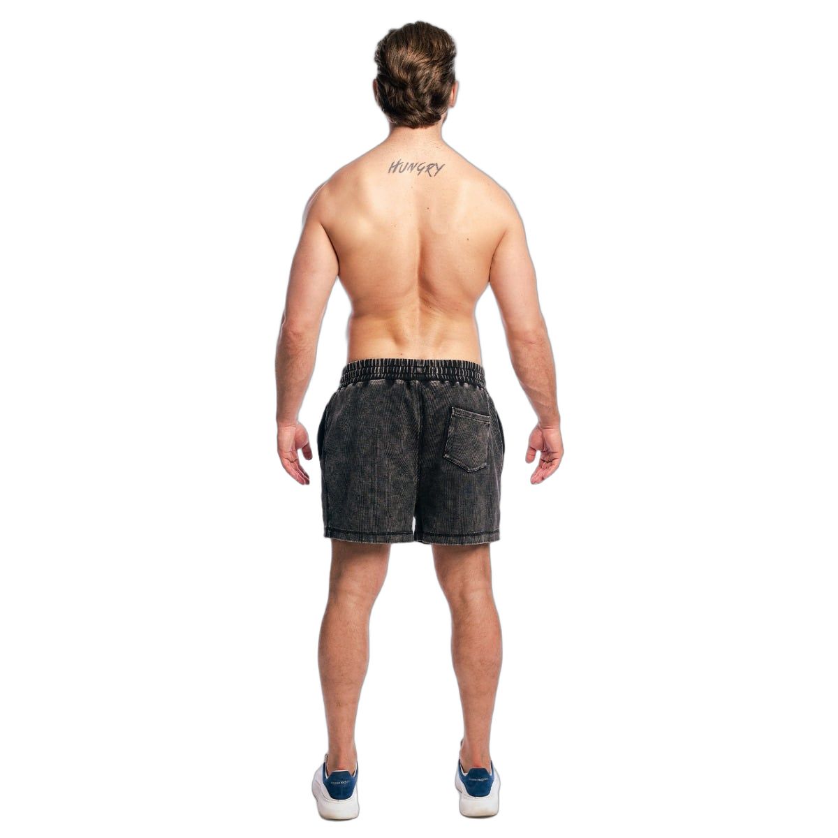 GymBeam Herren Shorts Oversized mit Kordelzug in Washed Schwarz