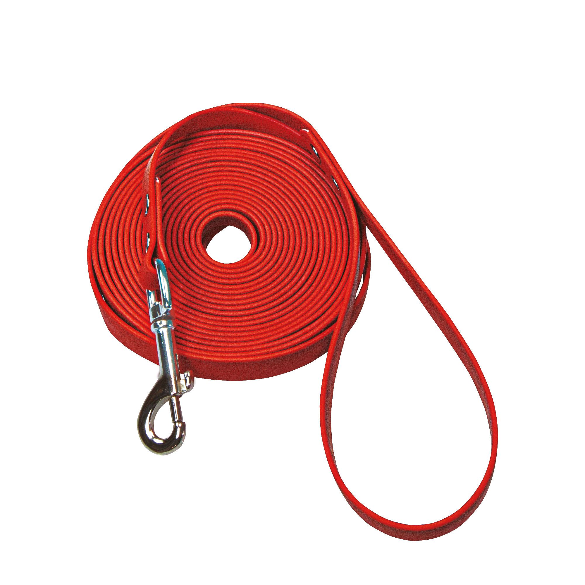 Schecker Biothane® Schleppleine rot mit Handschlaufe - 10m/9mm - nimmt kein Wasser auf