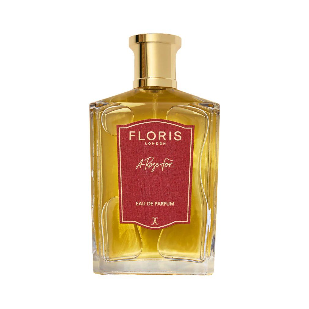 Floris A Rose For Eau de Parfum Flakon mit goldenem Verschluss.