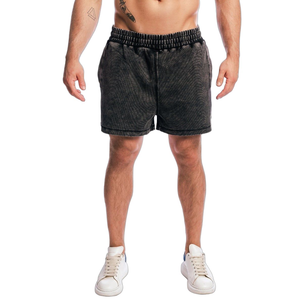 GymBeam Herren Shorts Oversized mit Kordelzug in Washed Schwarz 1 St