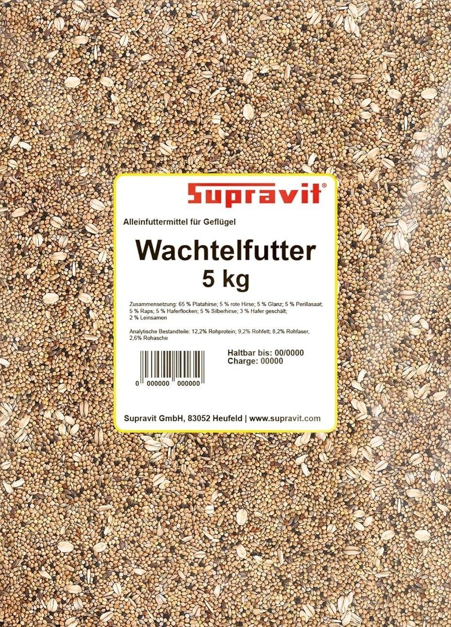 Supravit Wachtelfutter | Vollwertige Körnermischung für Wachteln und Hühner als Alleinfutter 5 kg