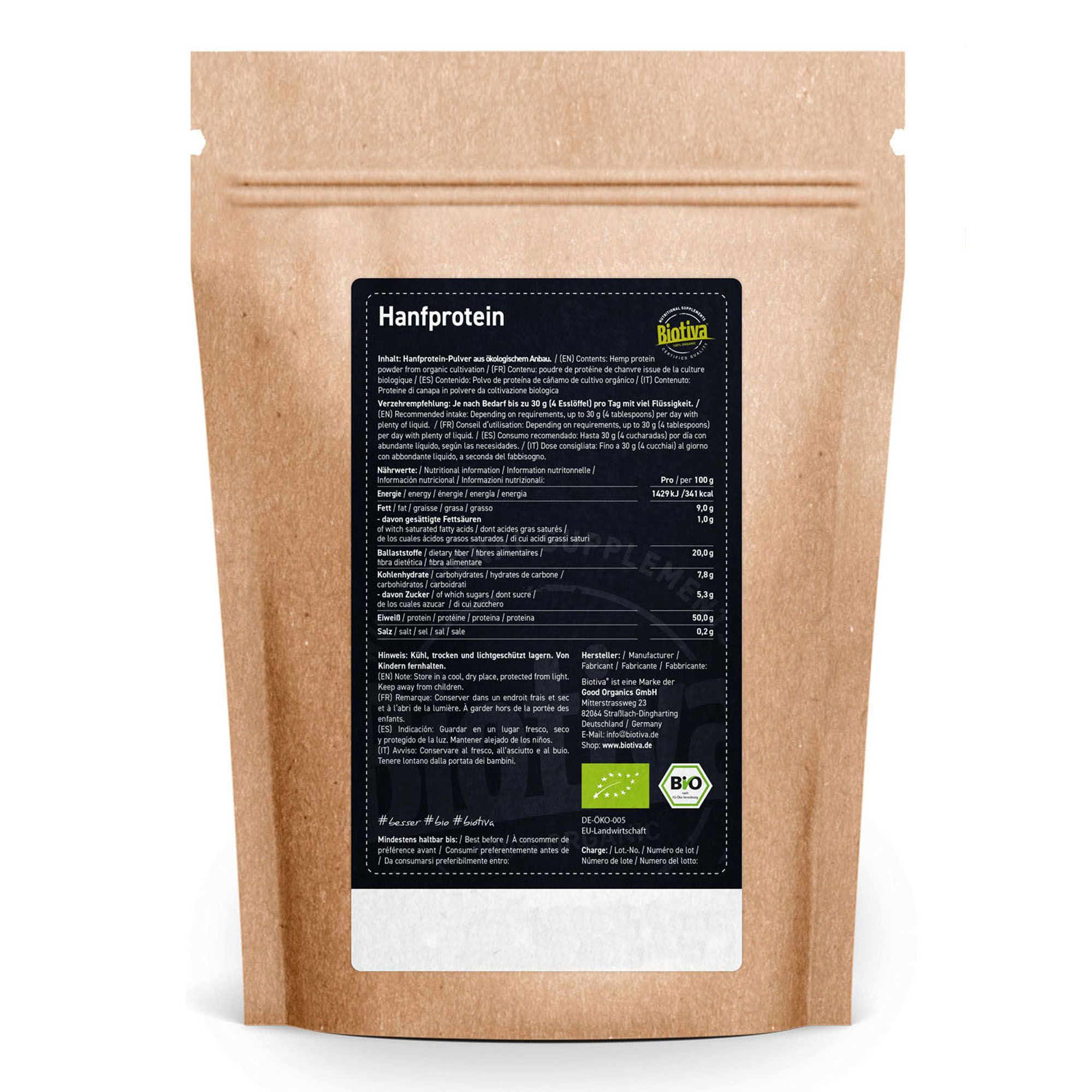 Biotiva Hanfprotein Pulver 50% Bio