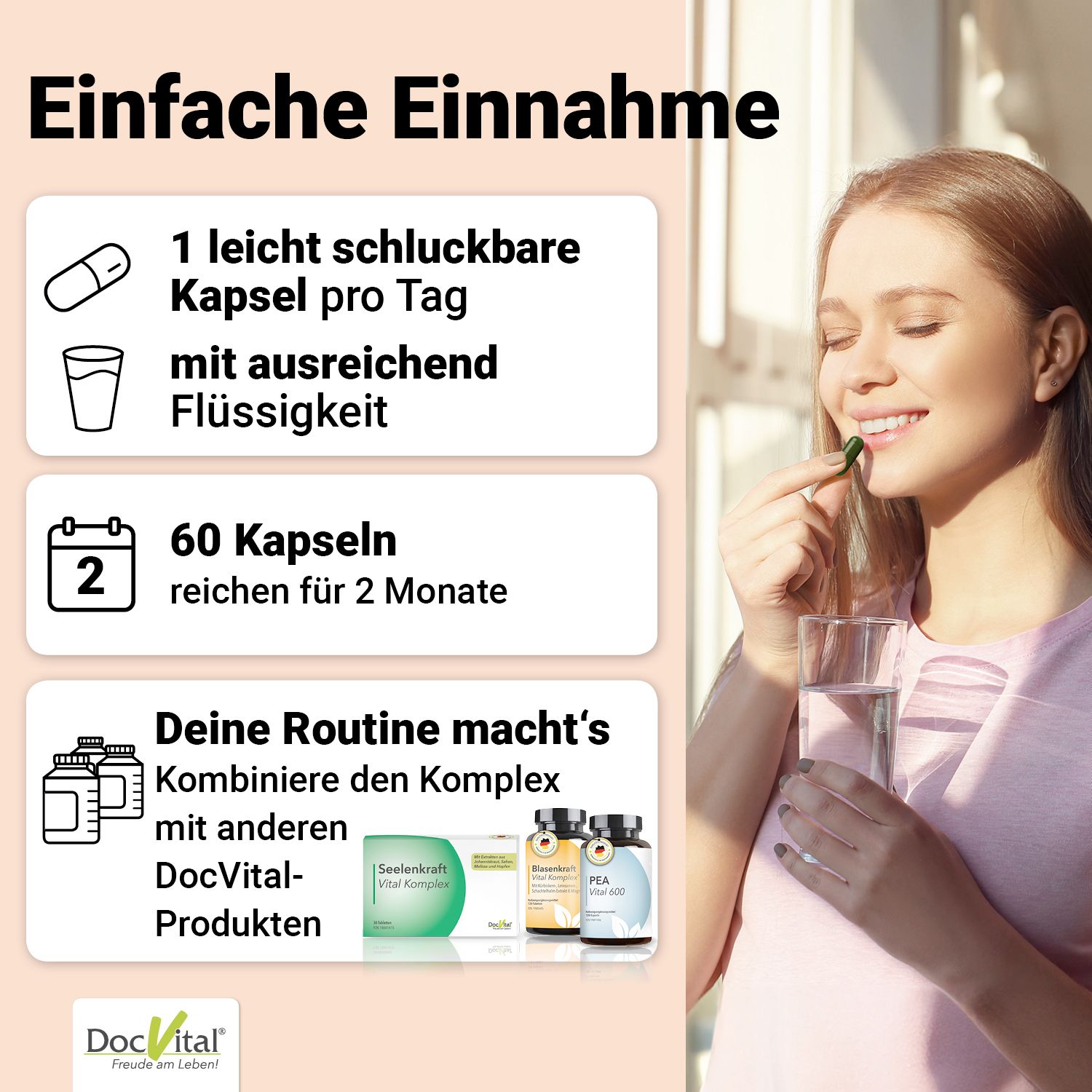 DocVital® Gehirn Vital Komplex – Ginseng, Ginkgo & Brahmi Kapseln