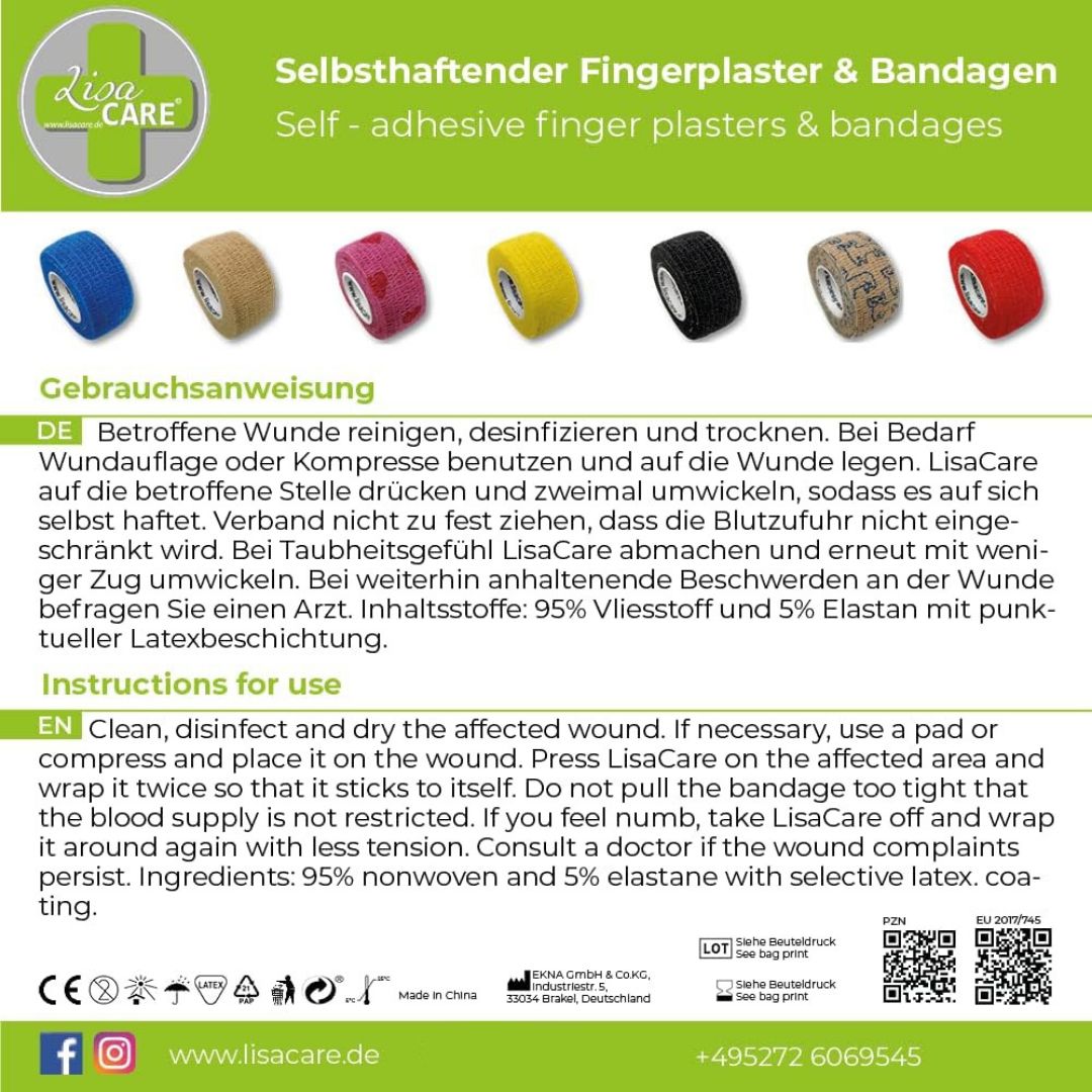 LisaCare Pflasterverband - Karo Blau - 2,5cmx4,5m