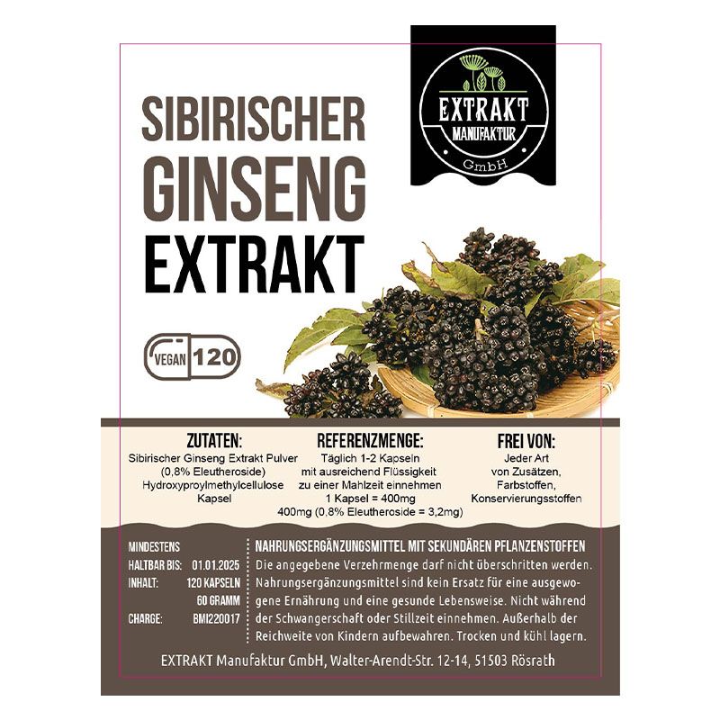 Extrakt Manufaktur Sibirischer Ginseng Extrakt Kapseln