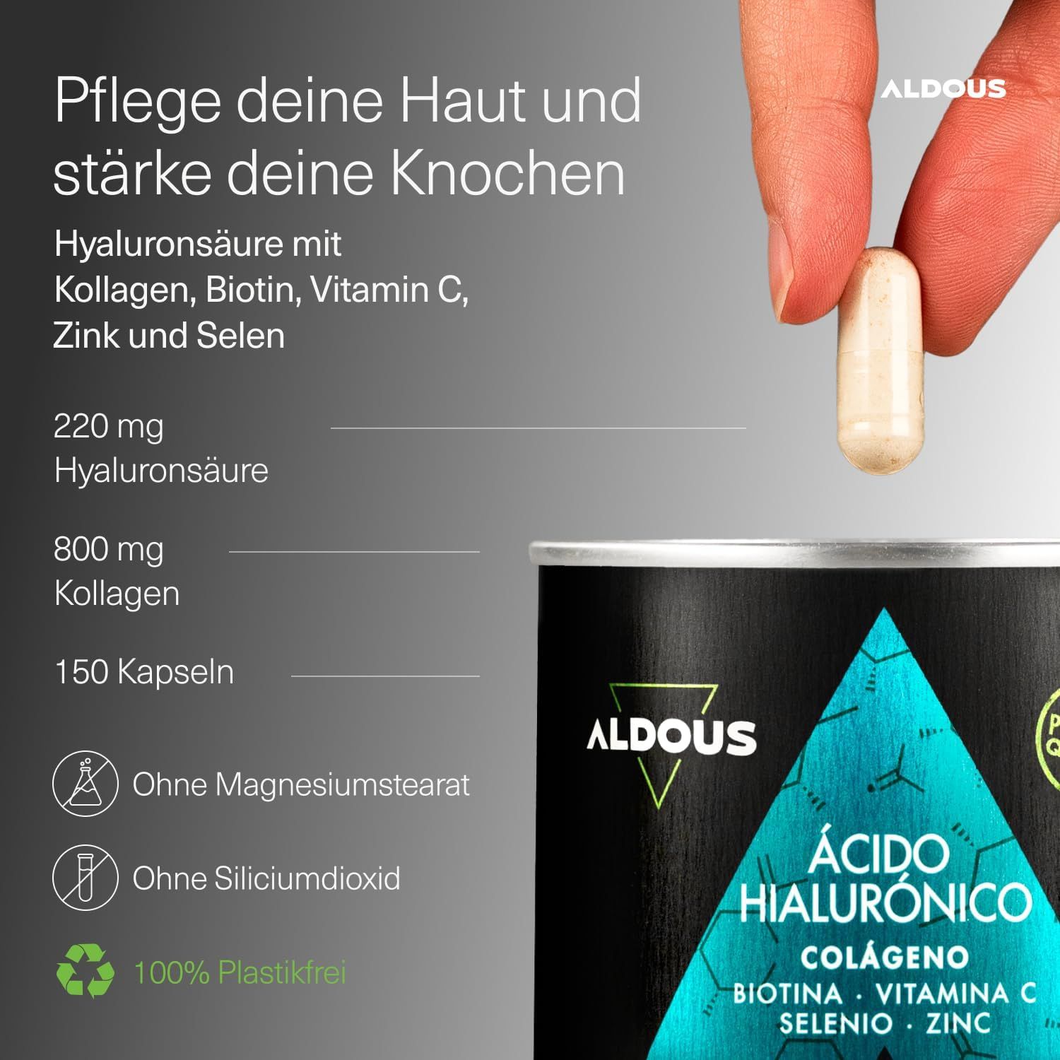 Aldous Hydrolysiertes Kollagen + Hyaluronsäure  Kapsel