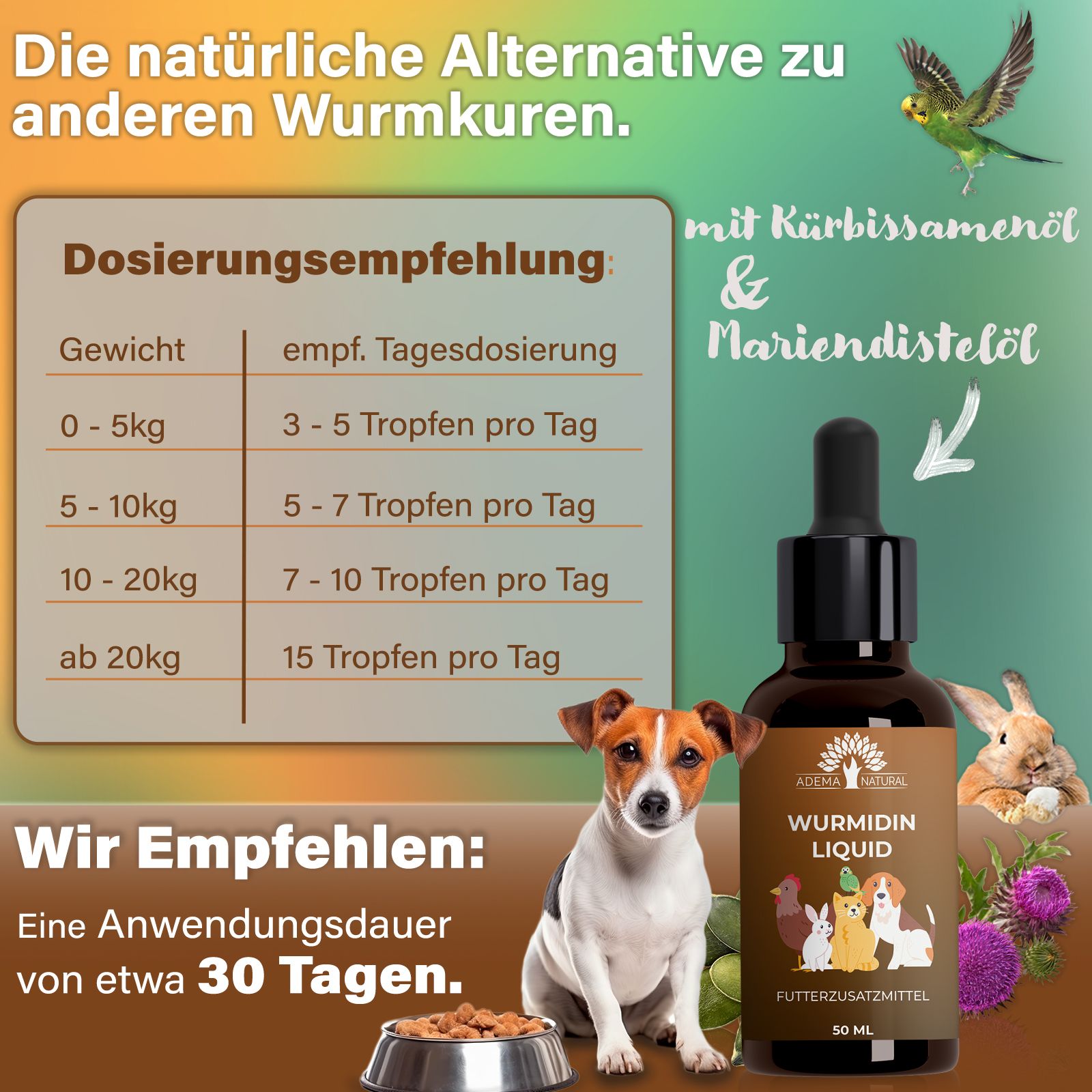 ADEMA NATURAL® WURMIDIN Liquid - Wurmmittel / Wurmkur