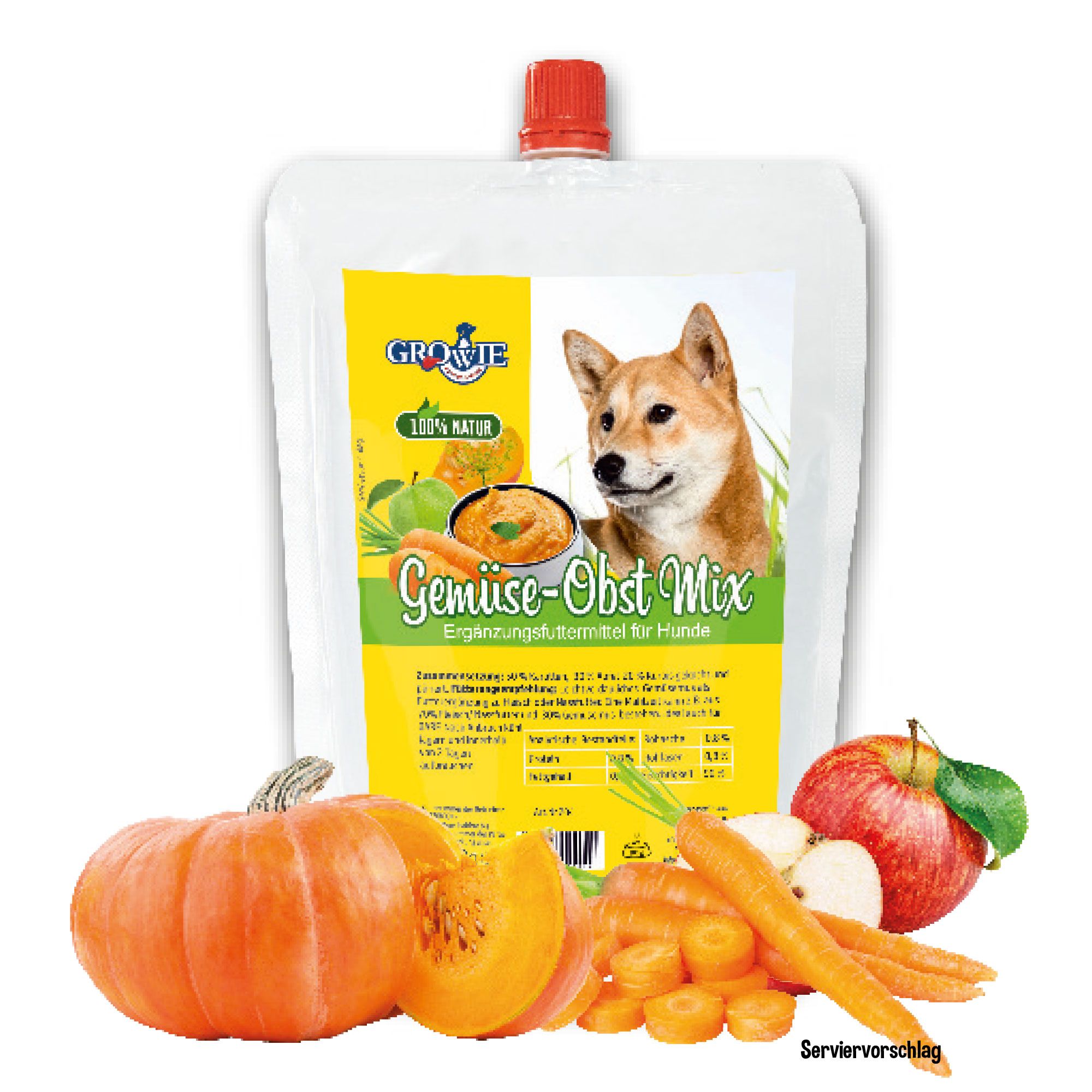 Growie Gemüse-Topper für Hunde - Gemüse-Obst-Mix mit Haferflocken