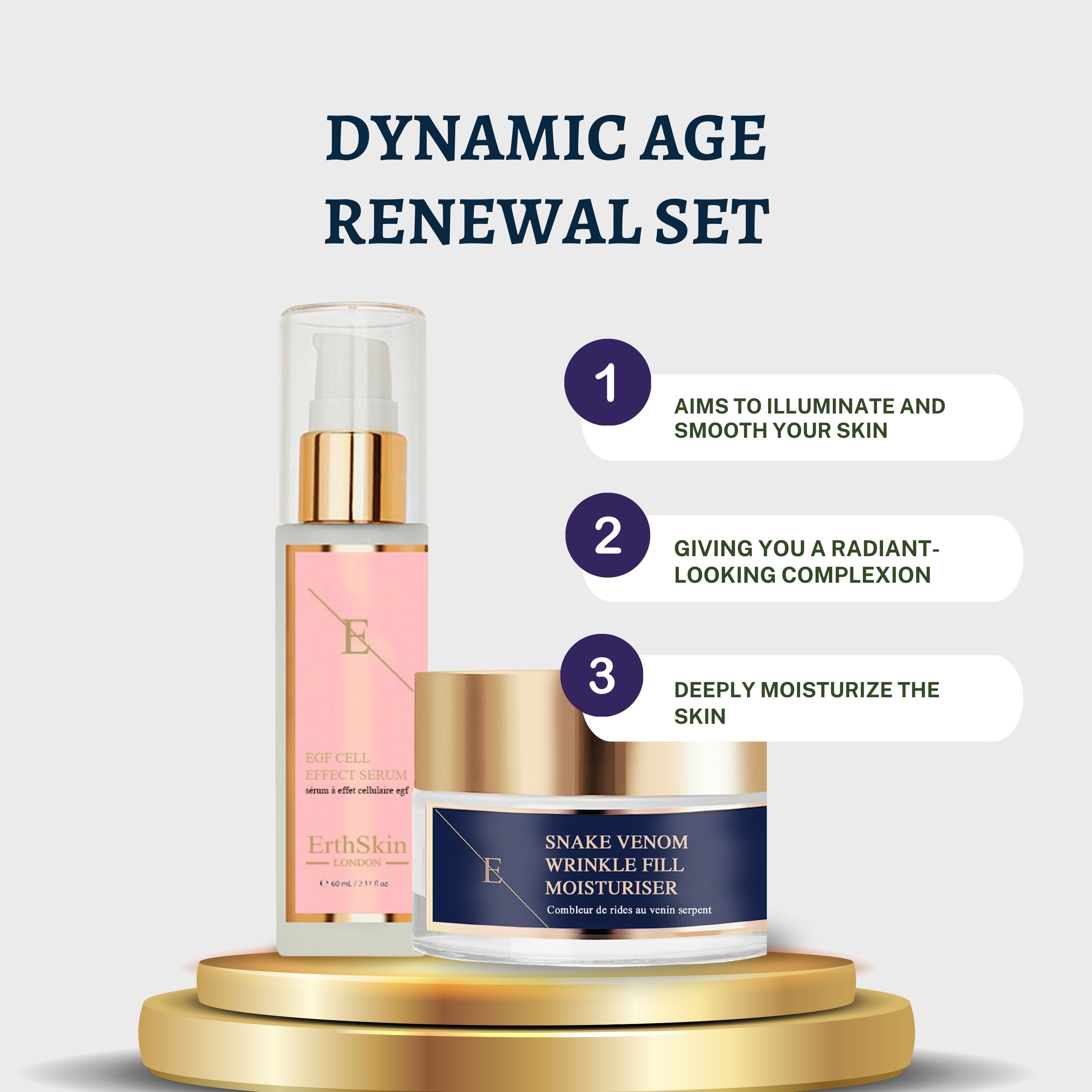 ErthSkin London Faltenauffüllende Feuchtigkeitscreme mit Schlangengift + EGF-ZELLEFFEKT-SERUM set
