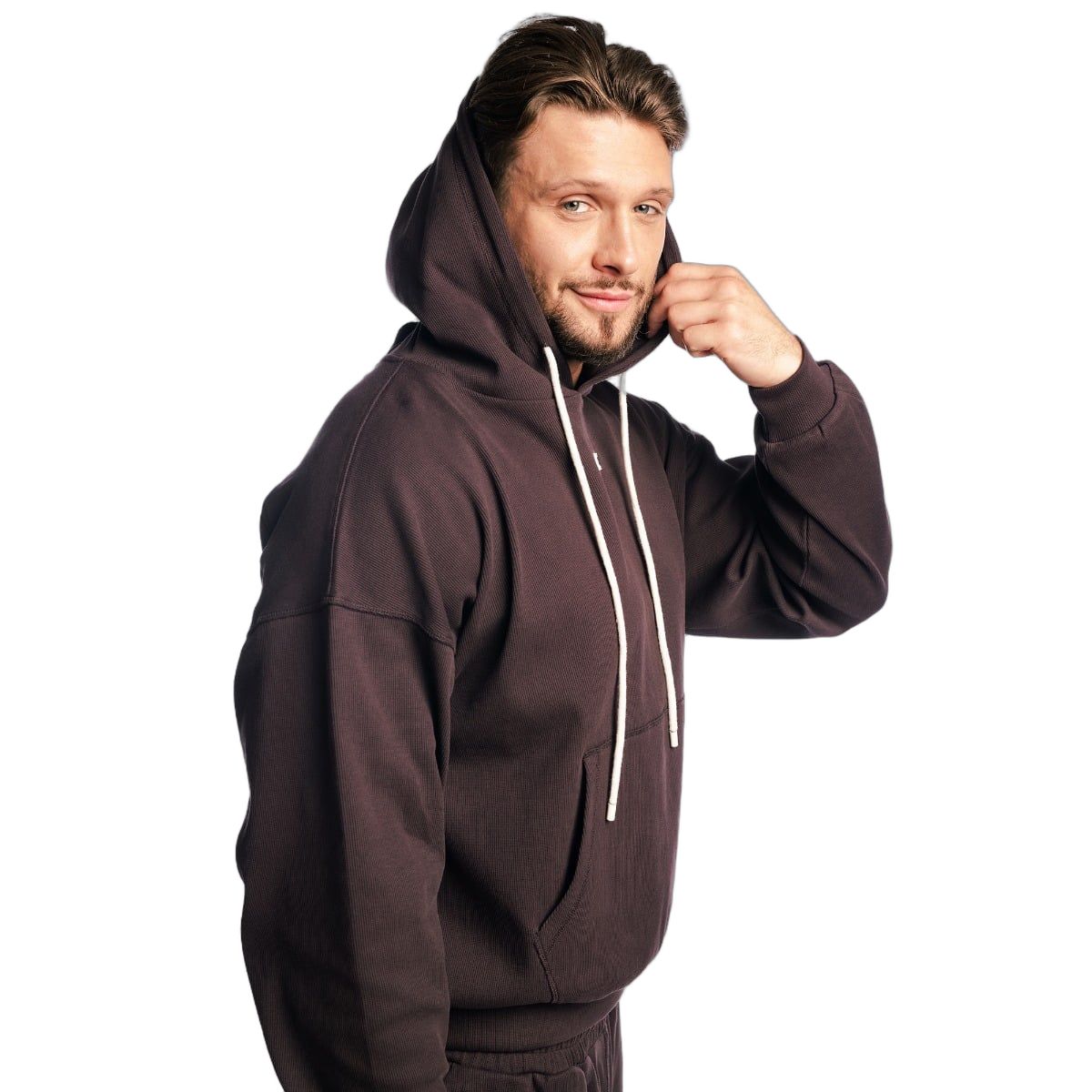 GymBeam Hoodie Herren Oversized mit Kapuze in Tee Brown