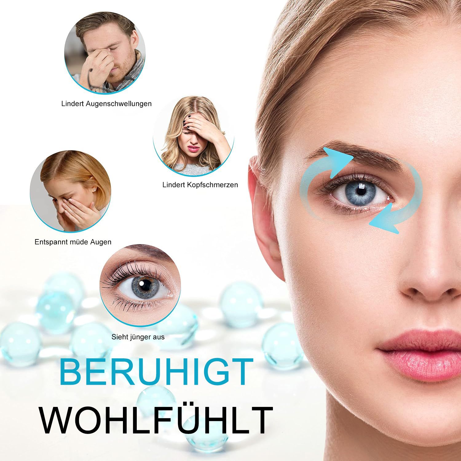 COOL-i Kühlende Gel Augenmaske,Wiederverwendbare Kompresse bei Schwellungen & Müdigkeit