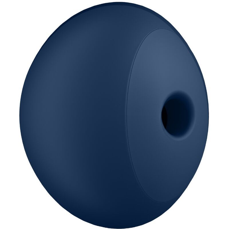 Blaues, ovales Gerät mit einer Öffnung. Glatte Oberfläche. Abgerundete Form. Intimes Wellness-Produkt.