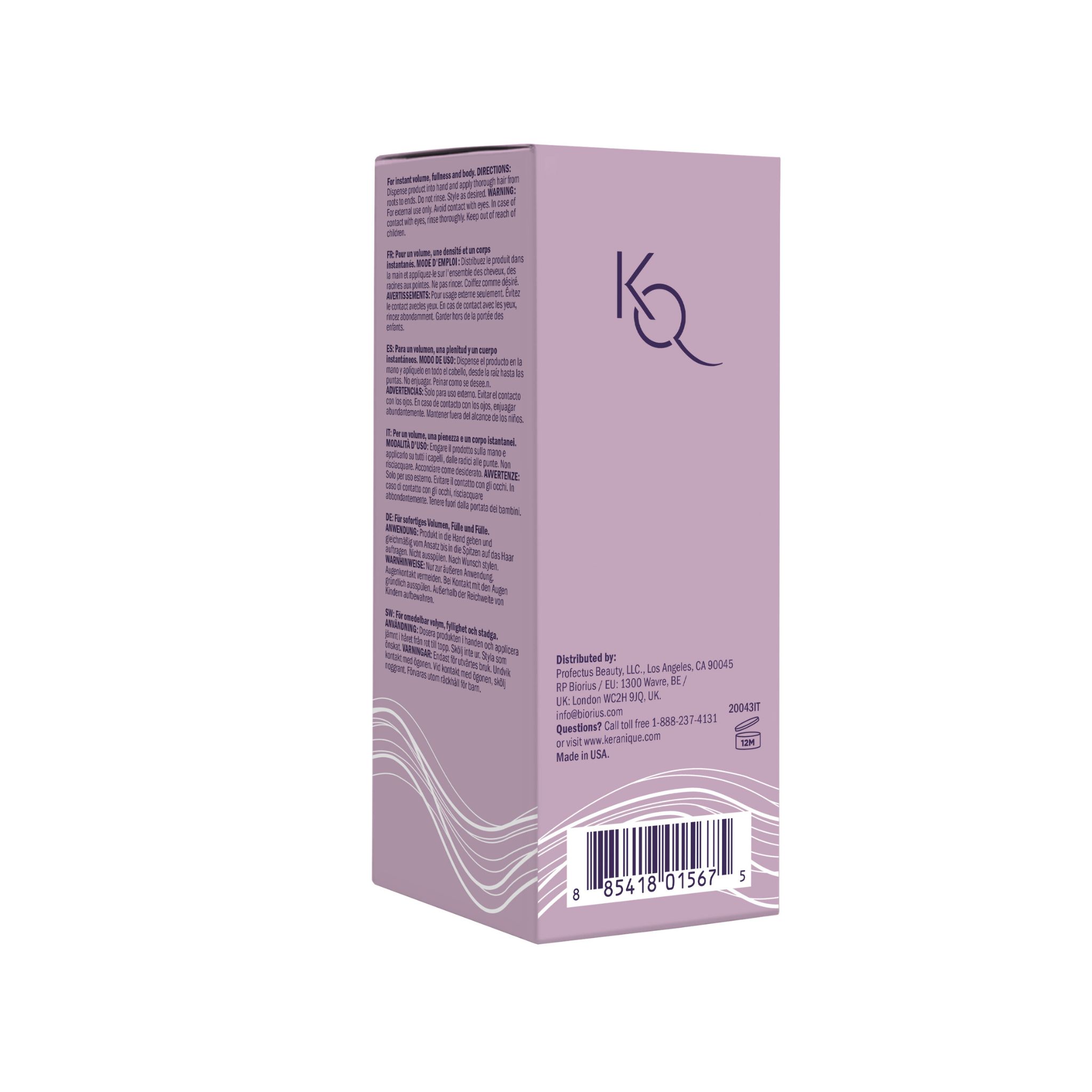 Rückseite einer lila Schachtel. Text und Barcode sind sichtbar.