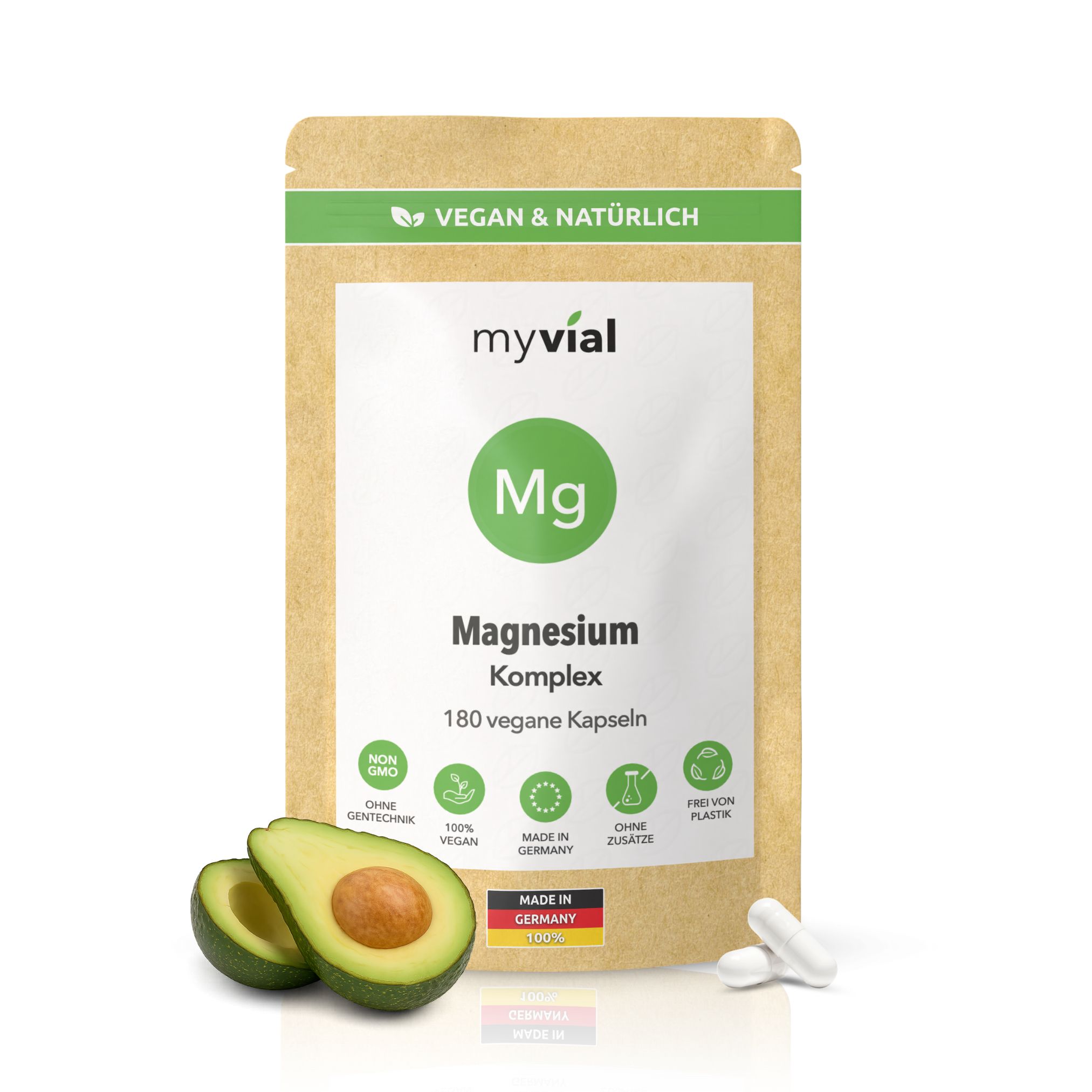 myvial® 5-Fach Magnesium Komplex Kapseln - Dicitrat, Bisglycinat, Malat, Threonat & Taurinat