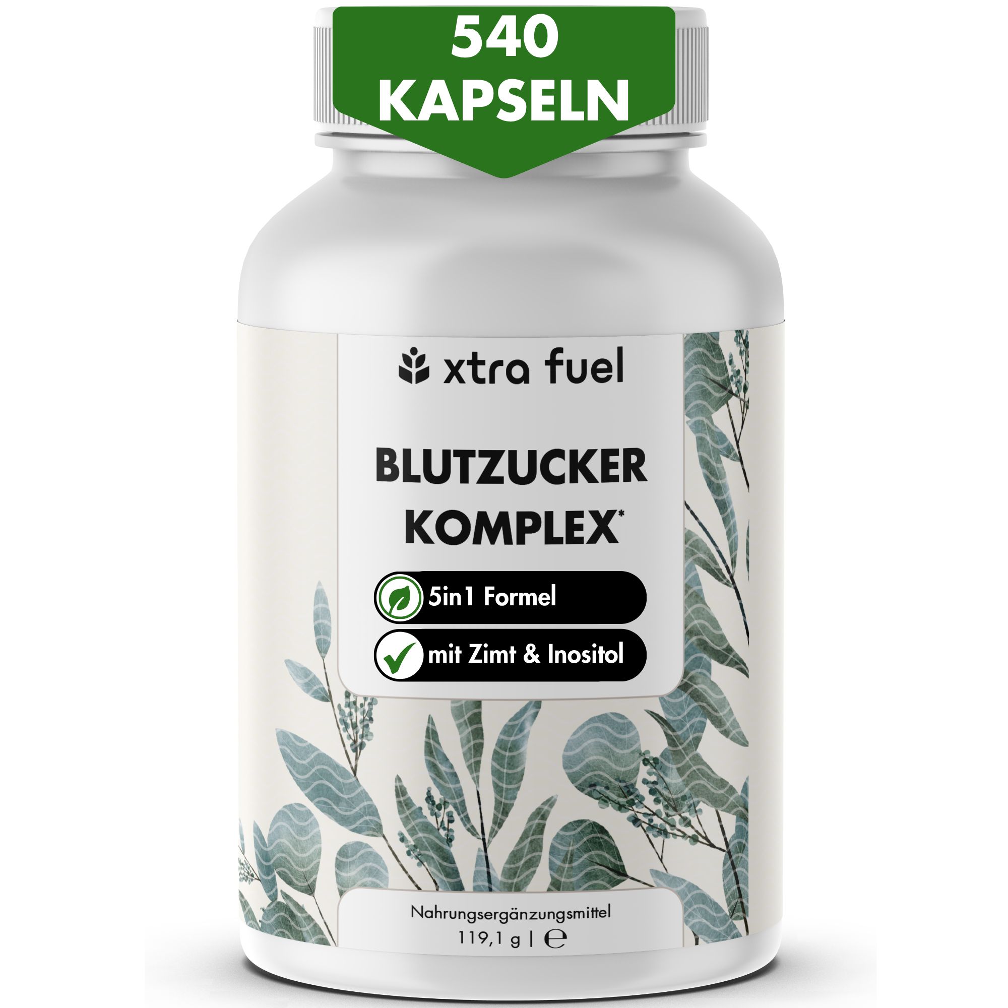 Xtra Fuel Blutzucker Komplex - Nährstoffmix mit Ceylon-Zimt, Inositol & Olivenblatt 357 g Kapseln