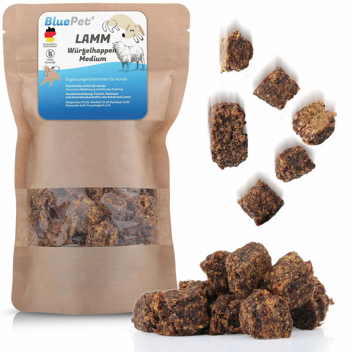 BluePet 100% Lamm Fleisch-Würfel Trainingssnacks Kauartikel Lamm