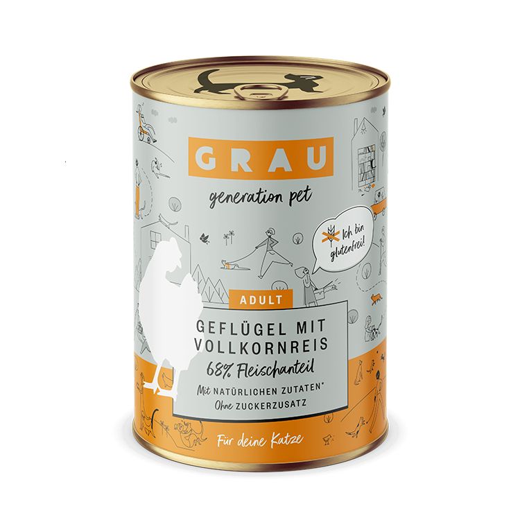 Grau Geflügel mit Vollkornreis 6x400 g Futter