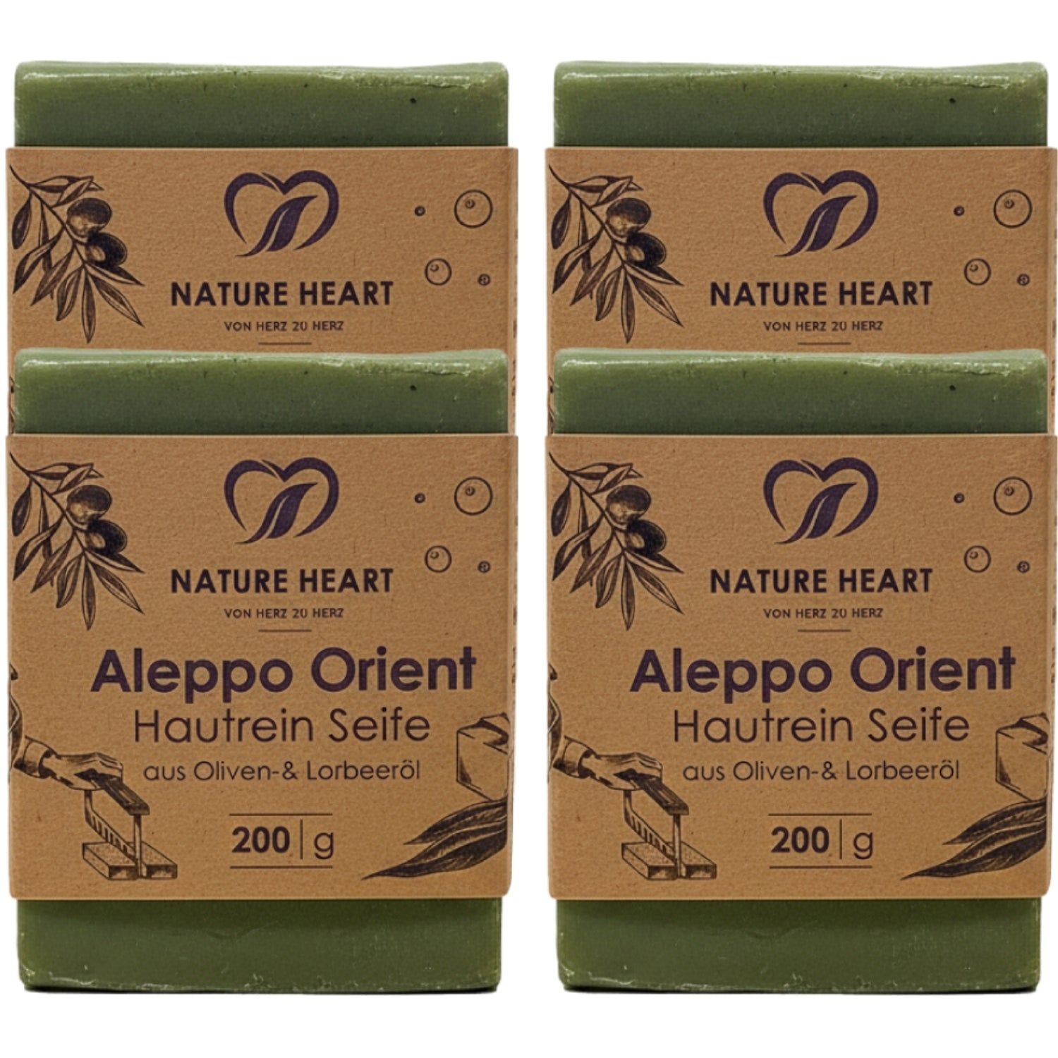 Nature Heart Aleppo Seife - Orient Hautrein 4x200 g Kapseln