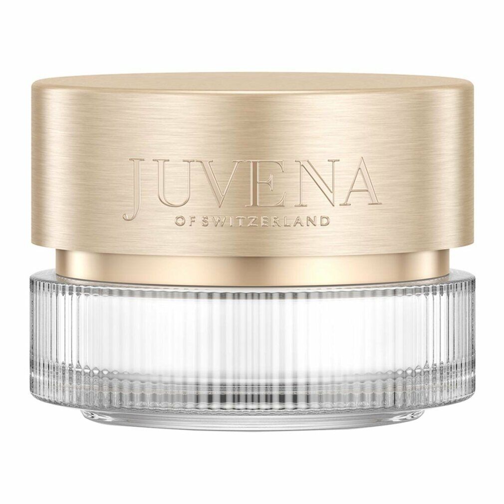 Creme-Tiegel mit goldfarbenem Deckel. Aufschrift: JUVENA OF SWITZERLAND. Text: SKIN ENERGY MOISTURE CREAM. Für normale Haut.