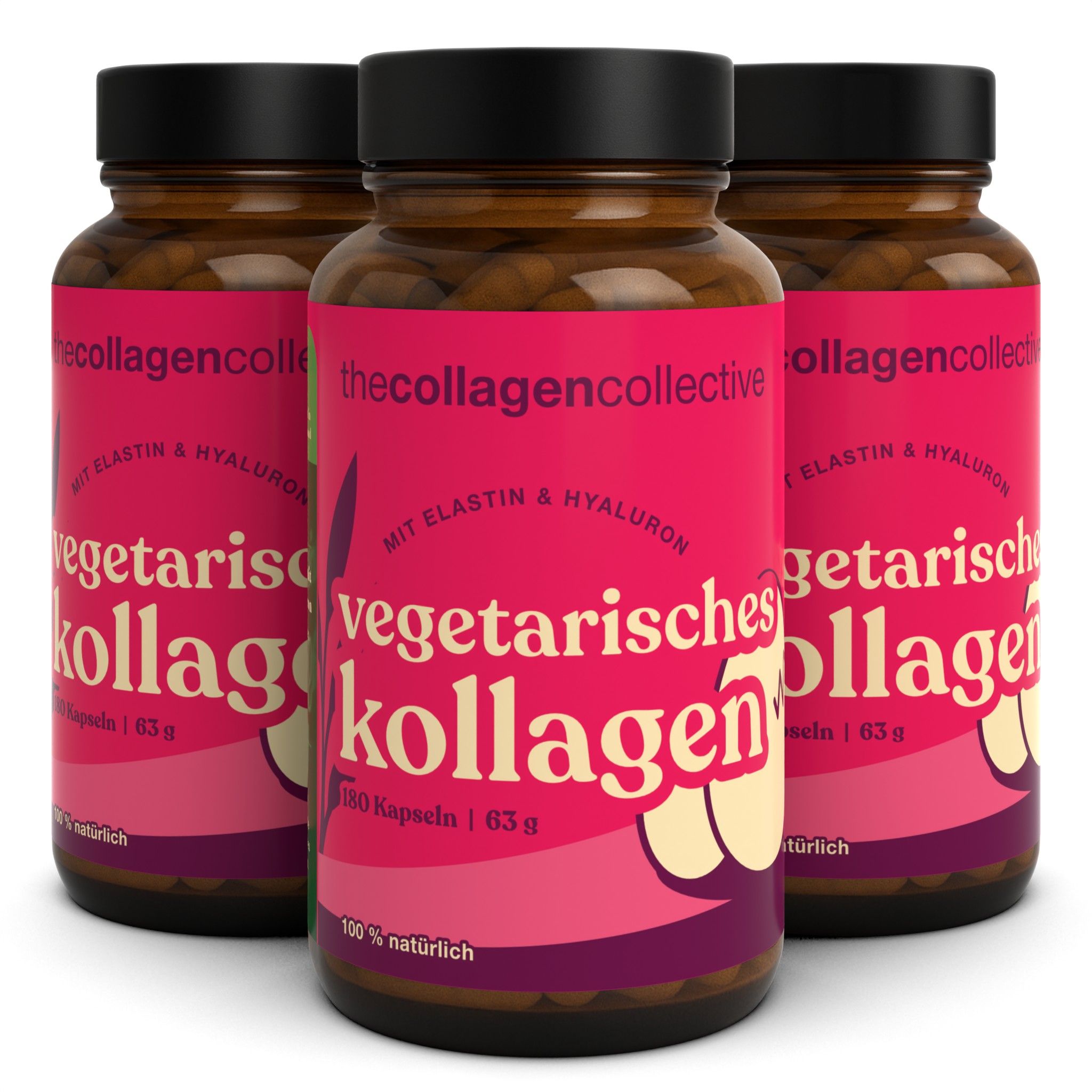 Vegetarisches Daily Glow Kollagen mit Hyaluron & Elastin 3x180 St Kapseln