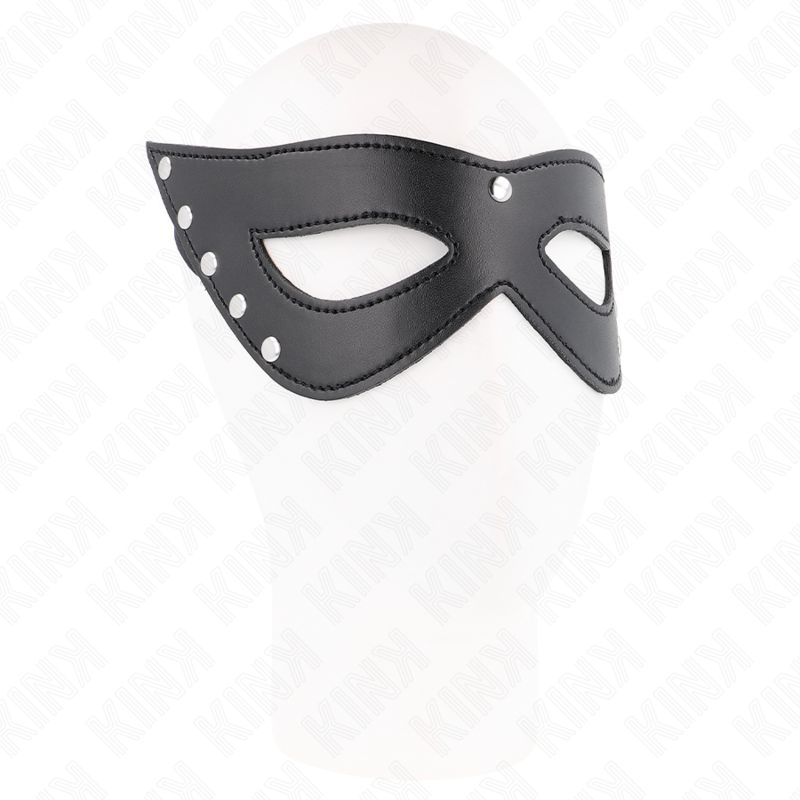 Schwarze Leder-Augenmaske mit Nieten.
