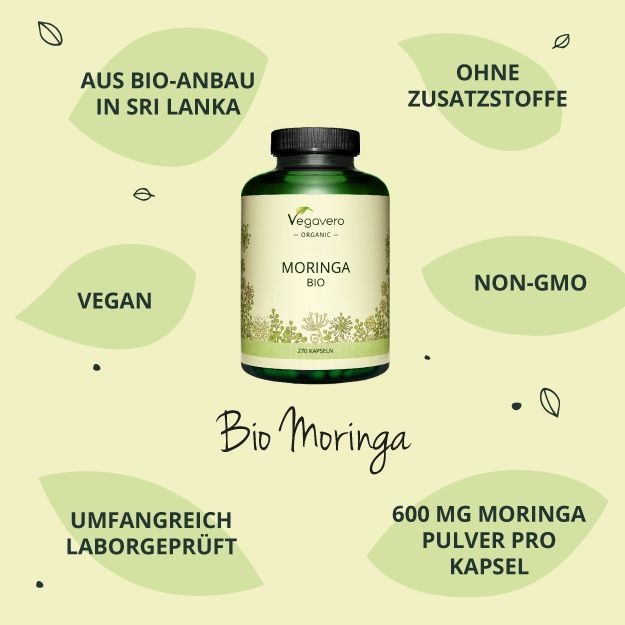 Vegavero Bio Moringa Oleifera Kapseln 195 GR