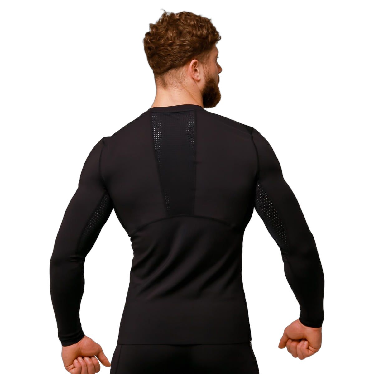 GymBeam T-Shirt Herren Slim Langarm mit mittlerer Kompression Schwarz