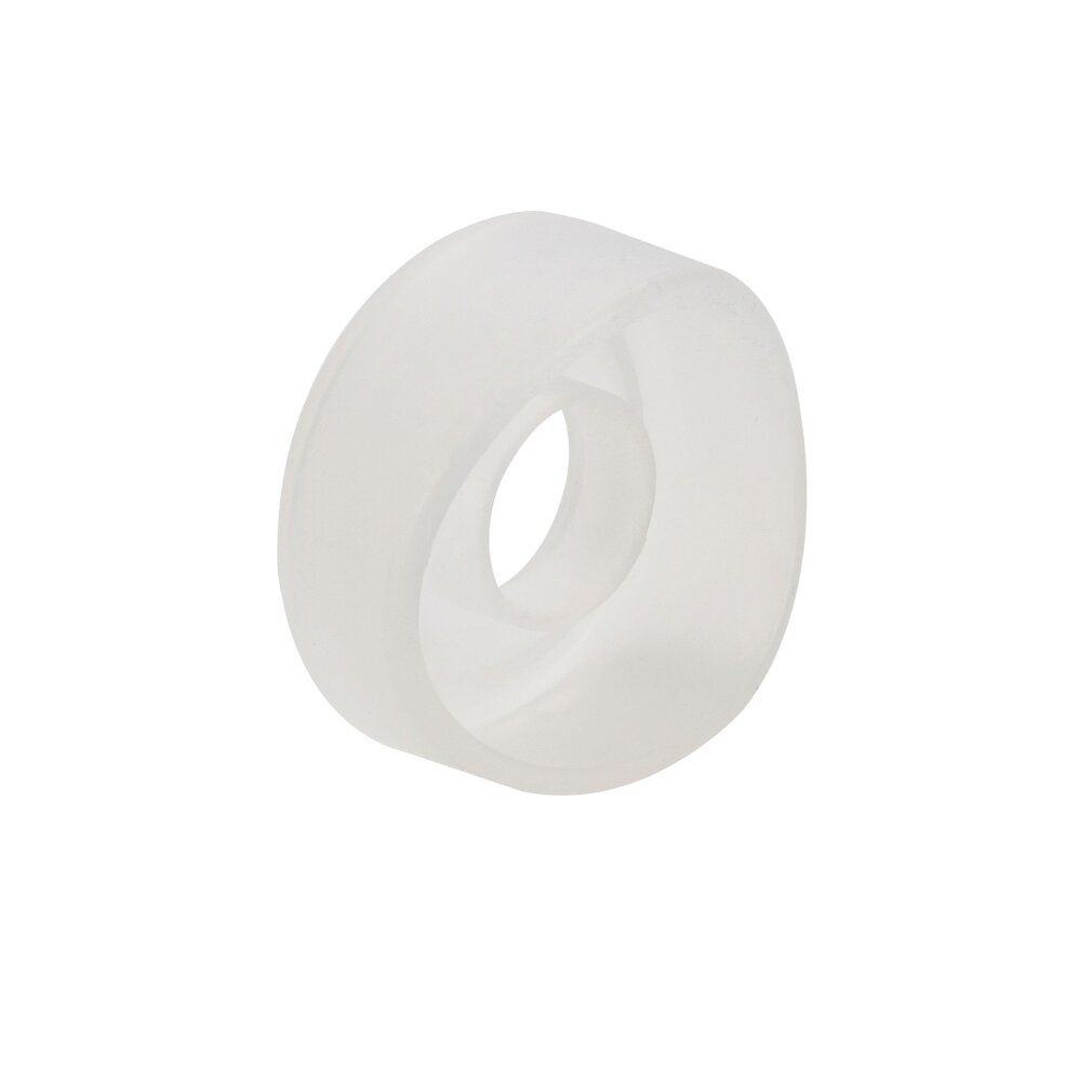 Ringförmiges Produkt aus transparentem Silikon. Mit zentraler Öffnung. Glatte Oberfläche.