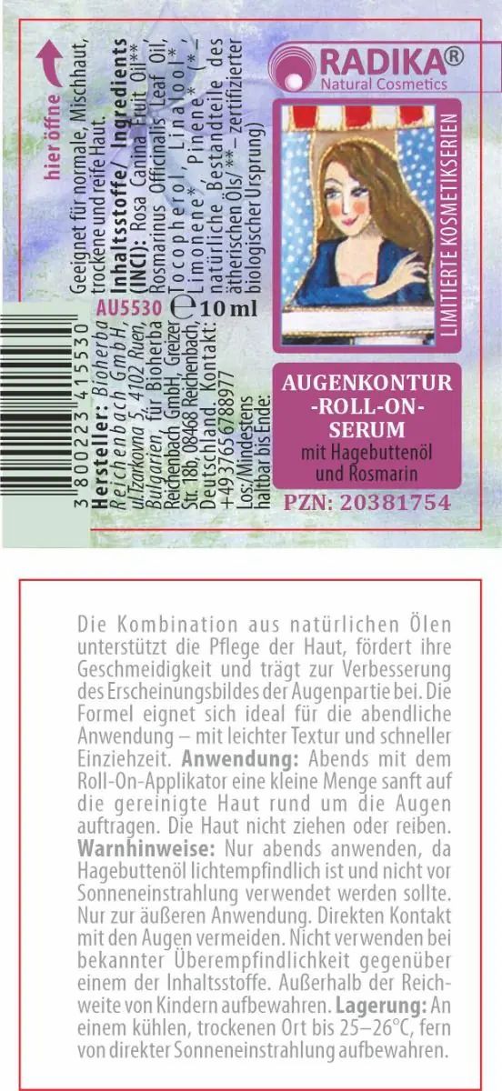 Bioherba Augenserum Roll-on mit Hagebuttenöl und Rosmarin