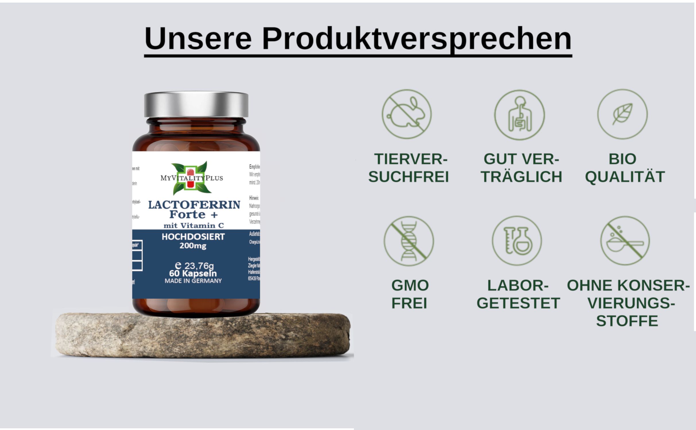 Lactoferrin Forte + Vitamin C ⭐200mg⭐60 Kapseln | Hochdosiert | Reinheit >97%