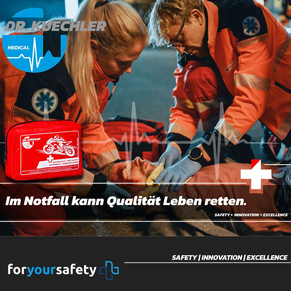 Motorrad Verbandskasten DIN 13167 Mini Erste Hilfe Set – Dr. Kuechler Medical® kompakt & EU konform