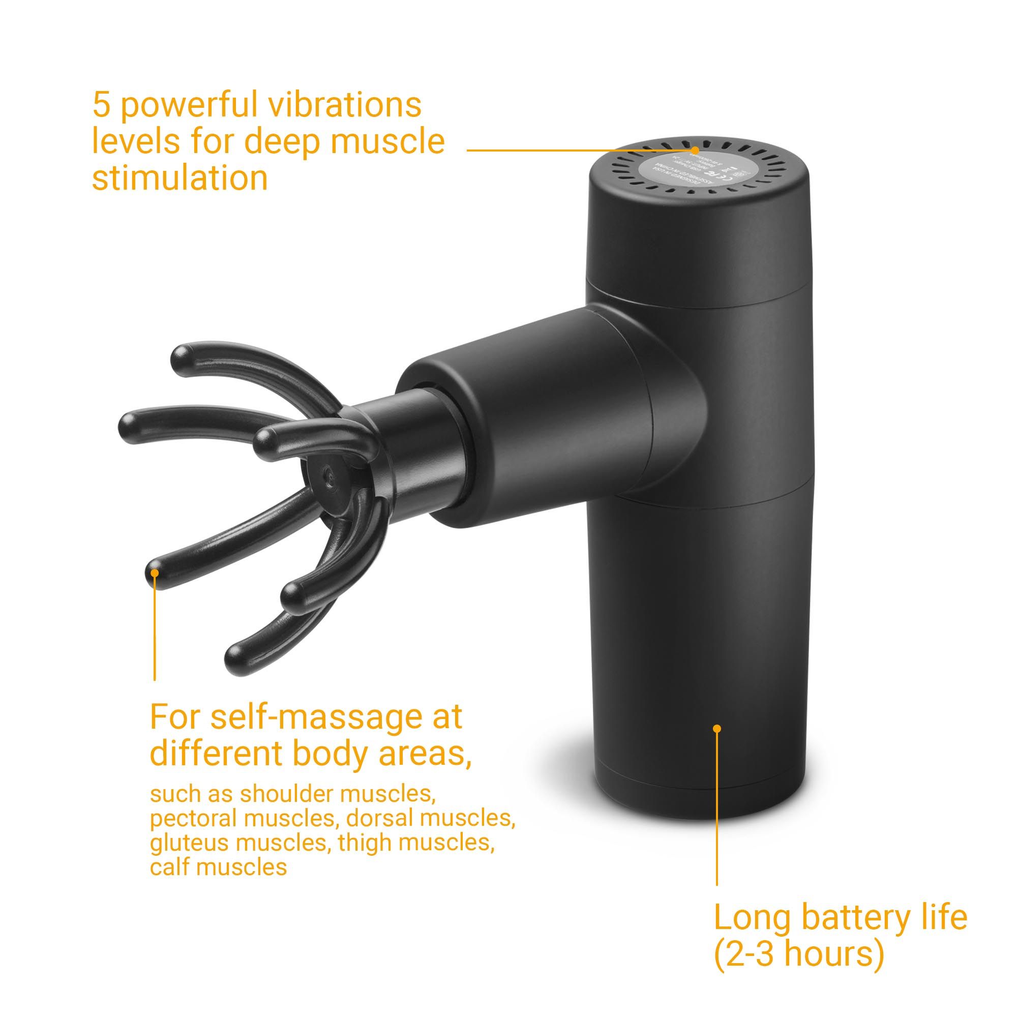 medisana MG 150 Massagepistole Mini - Selbstmassage mit 6 Massageköpfen und 5 Vibrationsstufen