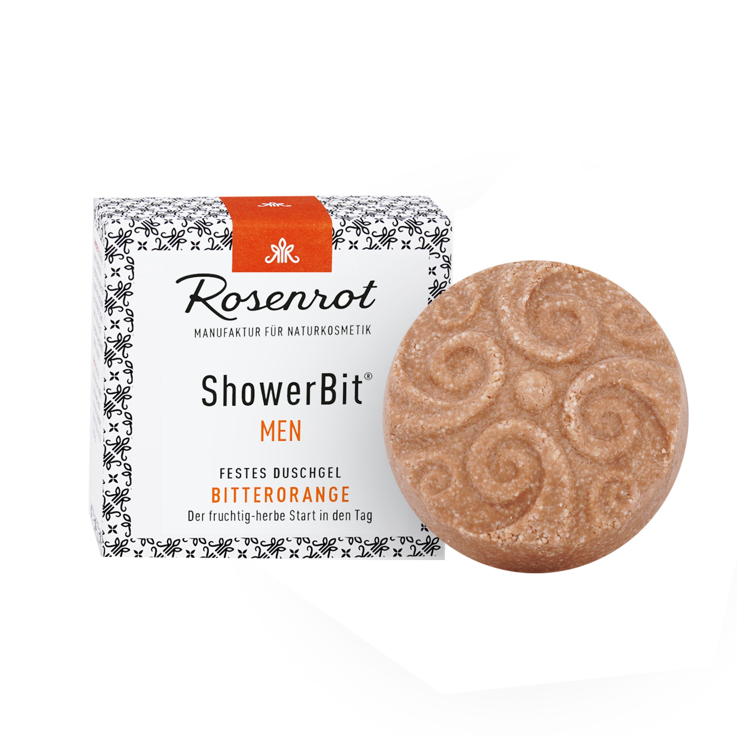 Rosenrot Naturkosmetik - ShowerBit® - festes Duschgel MEN Bitterorange