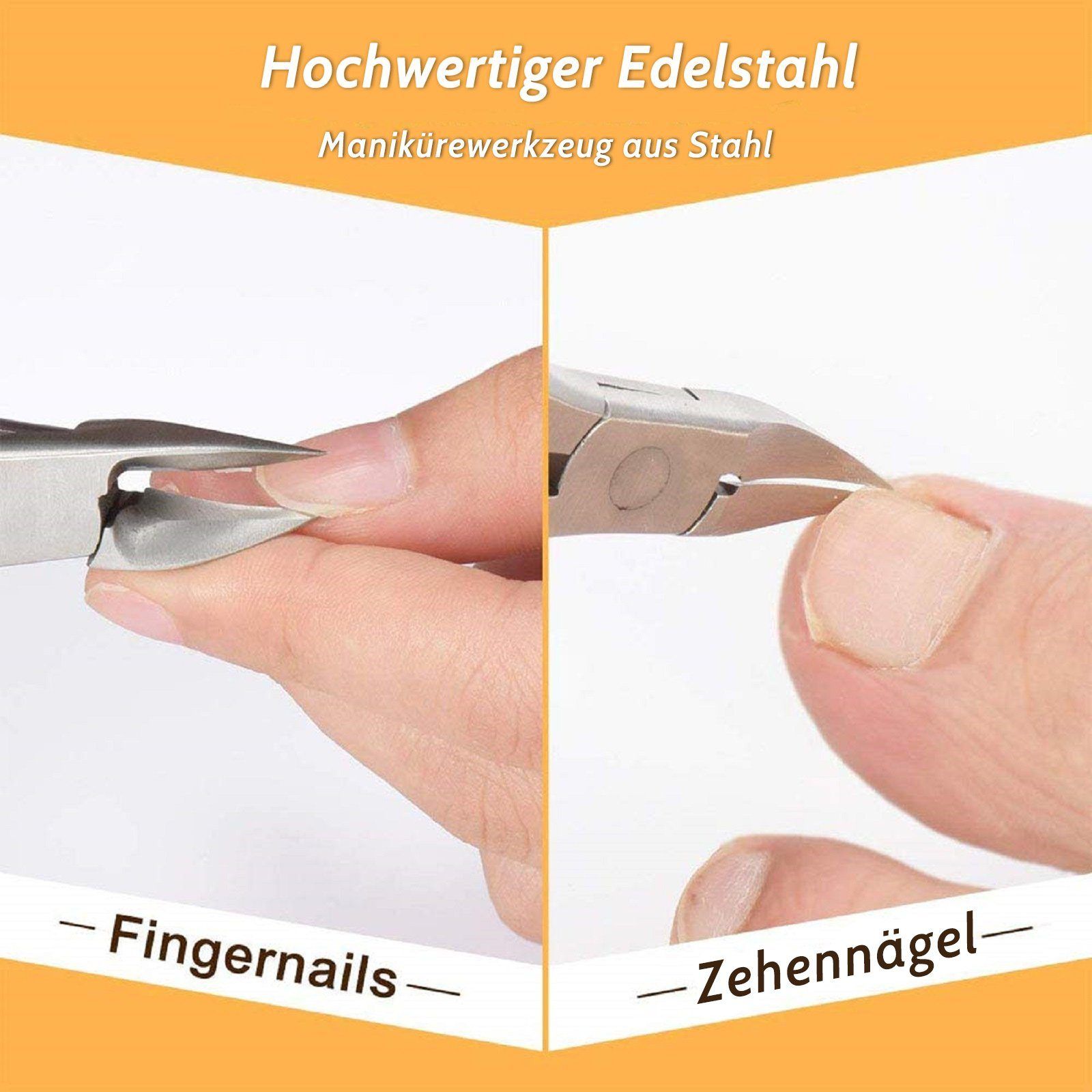 COOL-i Profi Fußnagelknipser aus Edelstahl, Präzisionszange für dicke Nägel, rutschfester Griff