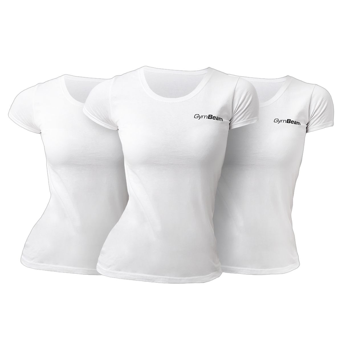 GymBeam T-Shirt Damen Regular Kurzarm 3er-Pack mit Rundhalsausschnitt in Weiß 1 St
