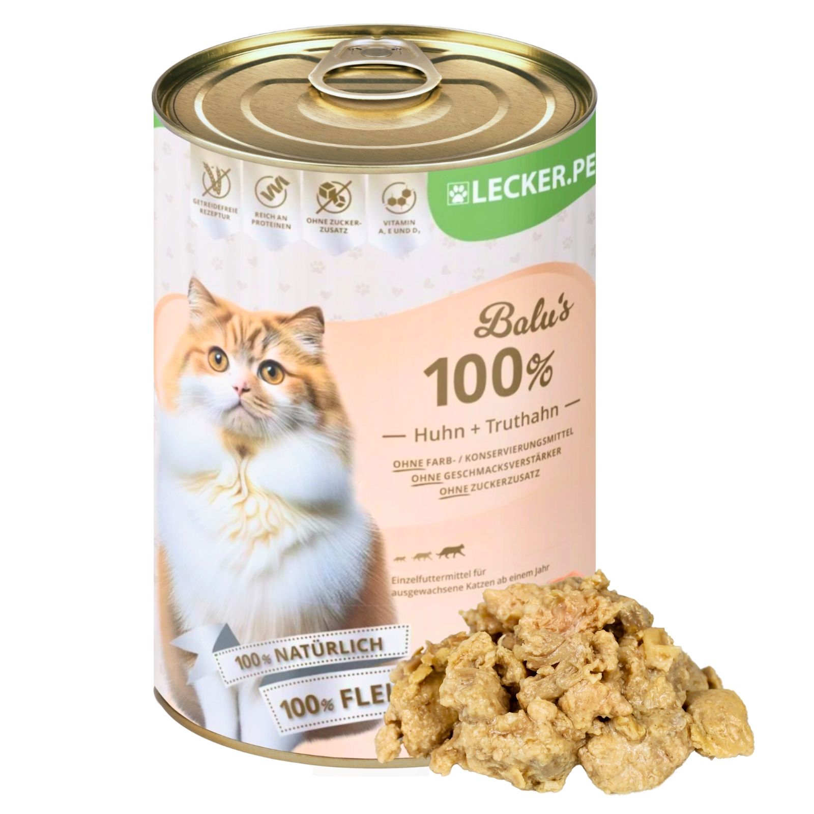 Lecker.Pet® Balu's 100 % Huhn und Truthahn Katzenfutter Nassfutter