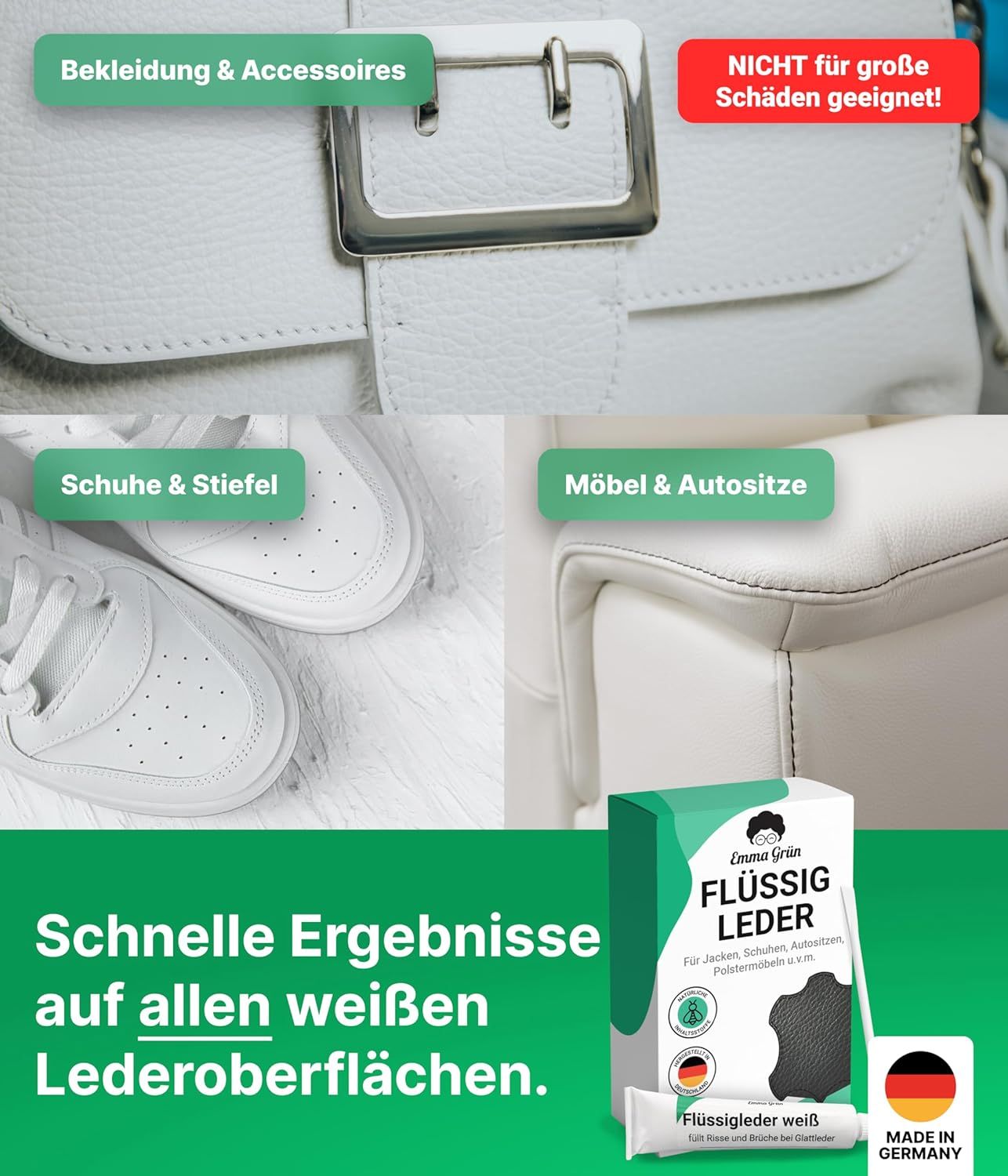 Emma Grün® Flüssigleder Reparatur Set weiß