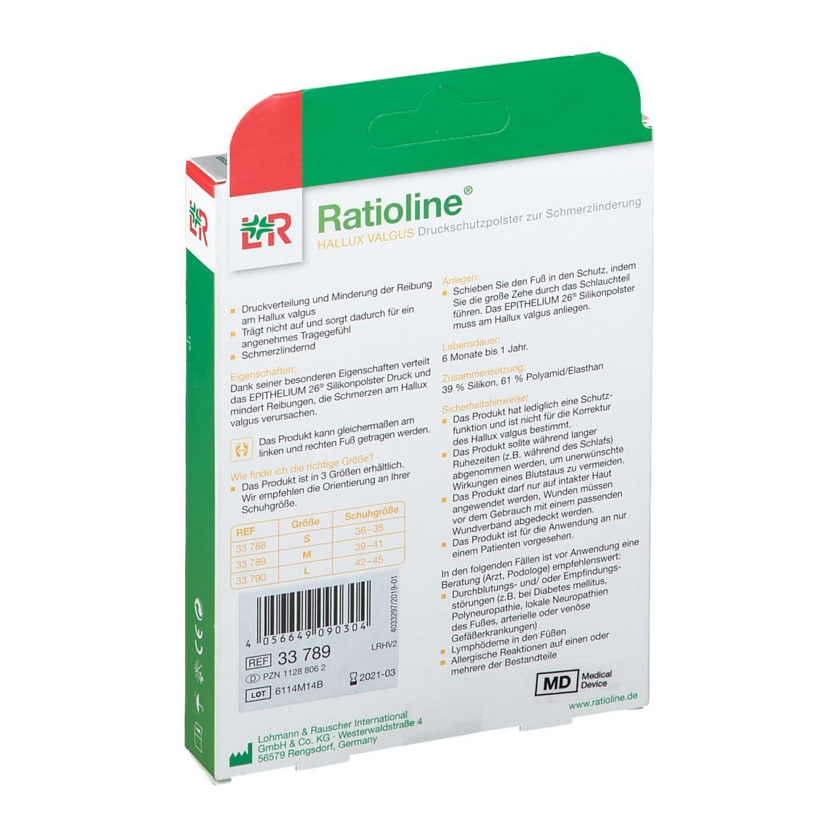 Ratioline® Hallux Valgus Druckschutzpolster M