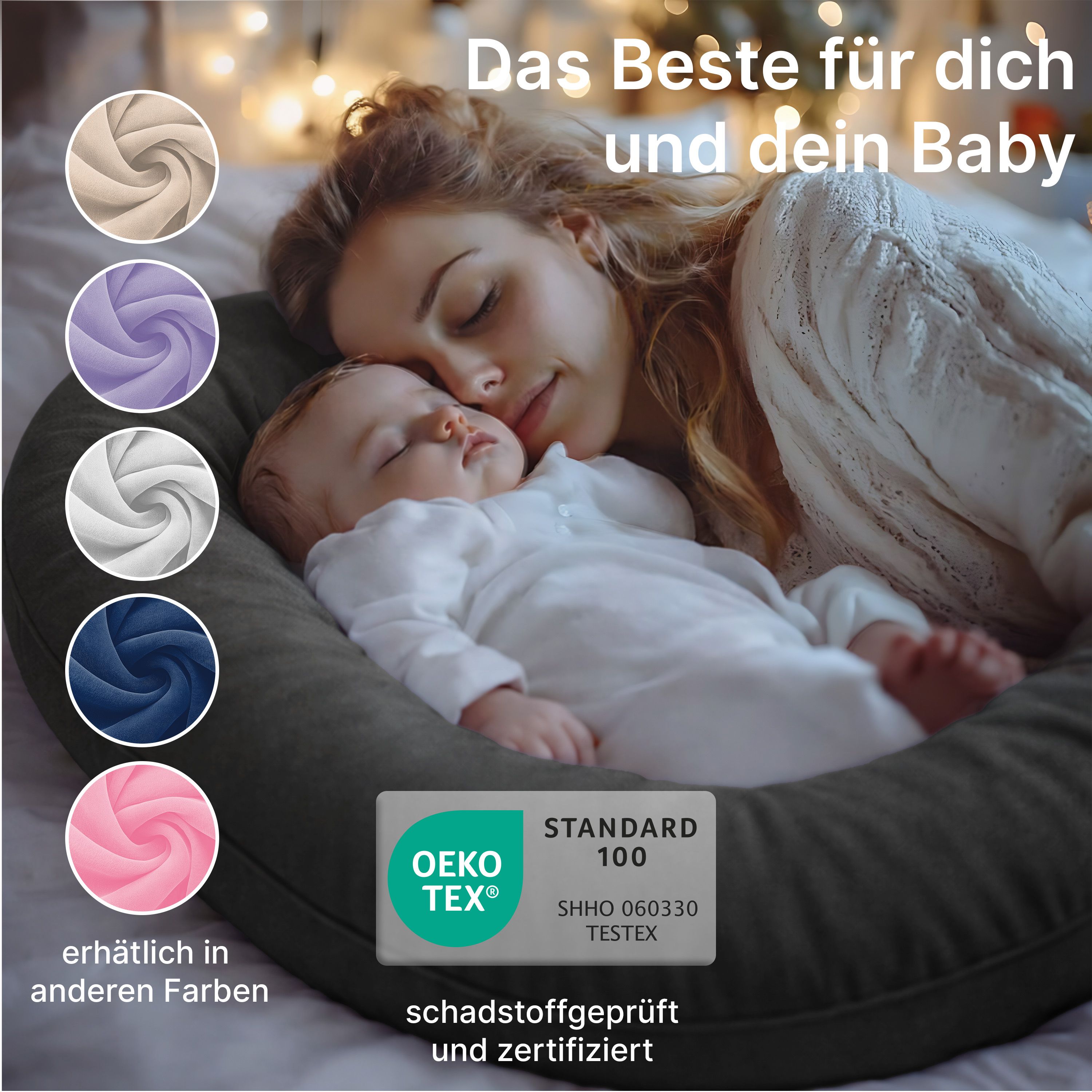 Multifunktions-Körperkissen mit Schlafmaske, Anthrazit