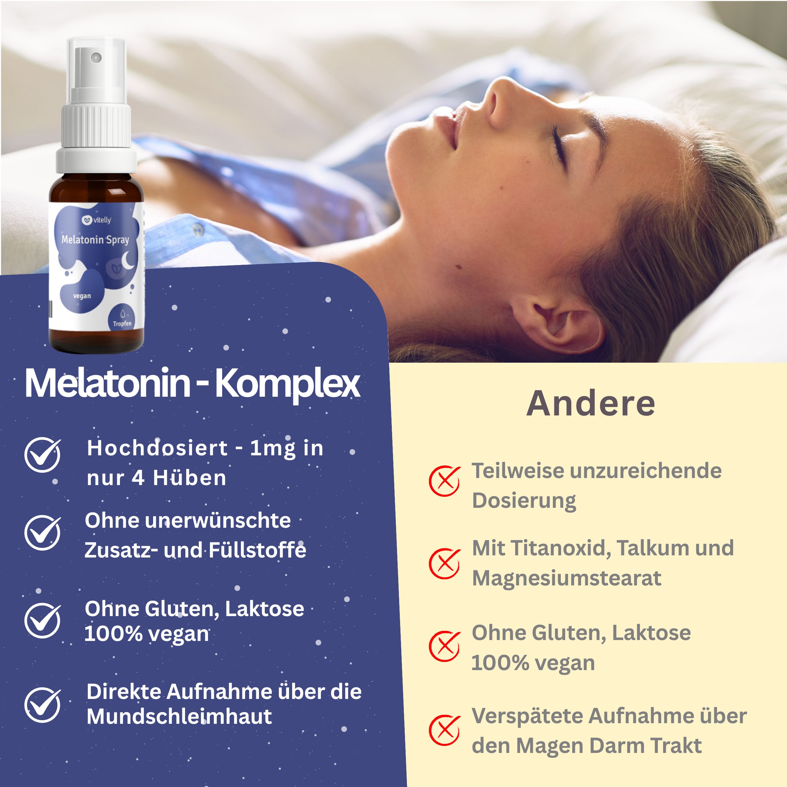 vitelly Melatonin Spray – hochdosiert & vegan