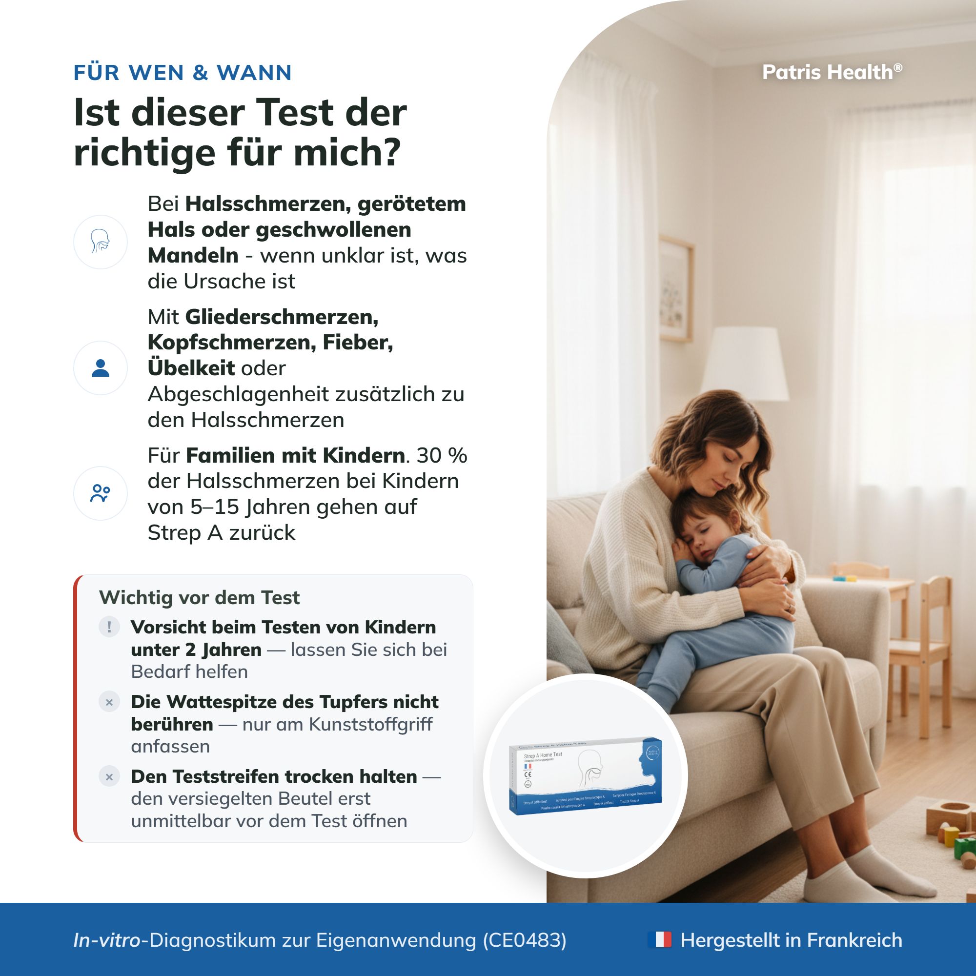 Für wen und wann? Bei Halsschmerzen, Heiserkeit, Schluckbeschwerden, Fieber. Vorsicht bei Kindern unter 2 Jahren.