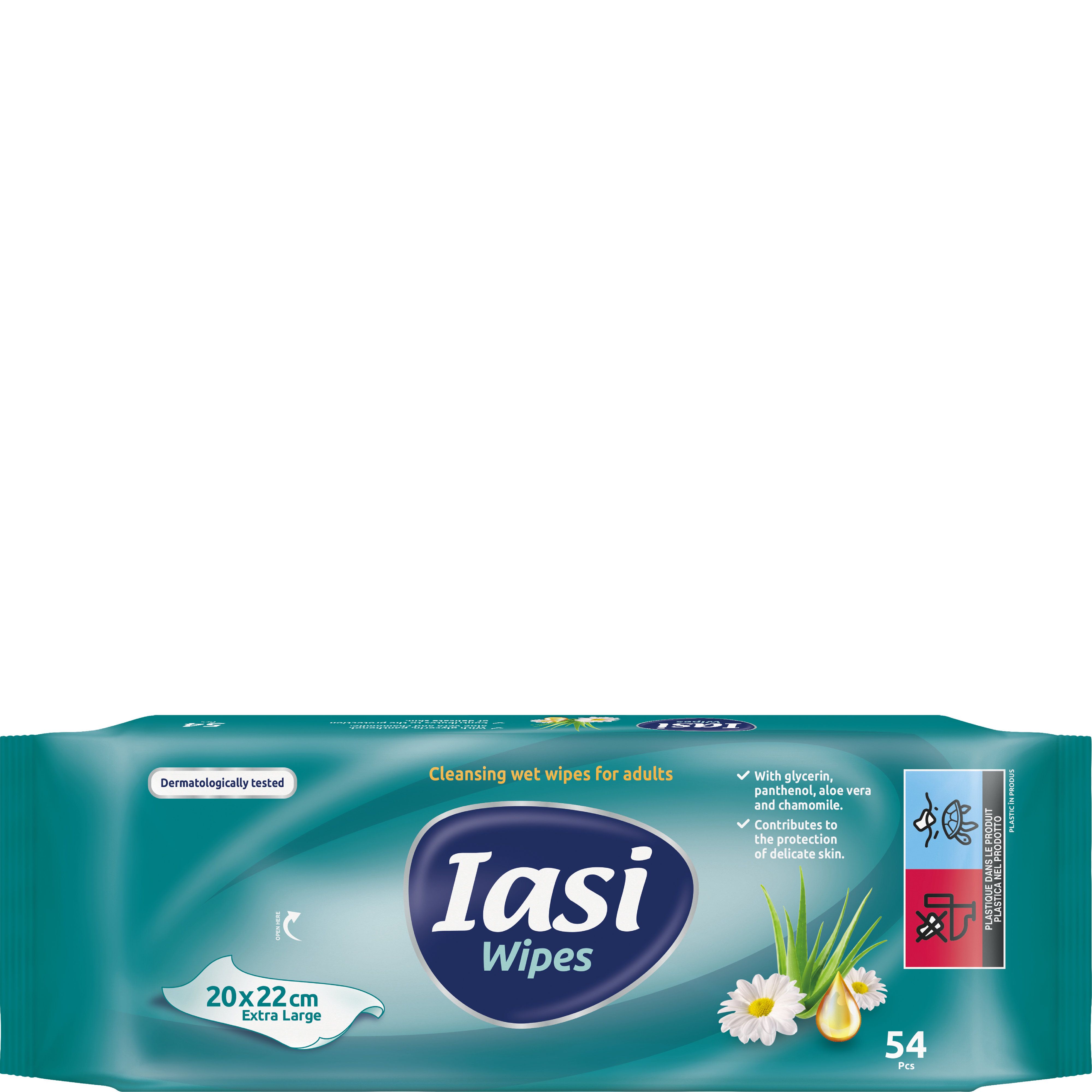 IASI Salviette XL per Adulti, Ripristinano il PH naturale della pelle, Senza Risciacquo, 54 unità
