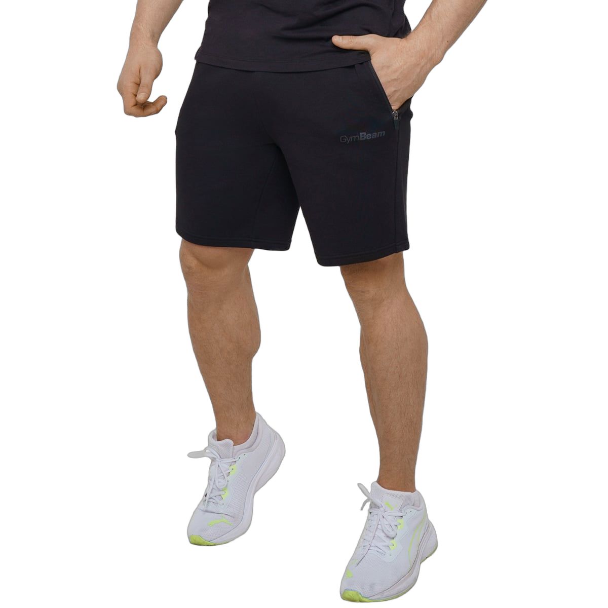 GymBeam Herren Shorts Regular mit Kordelzug und Reißverschlusstaschen Onyx 1 St