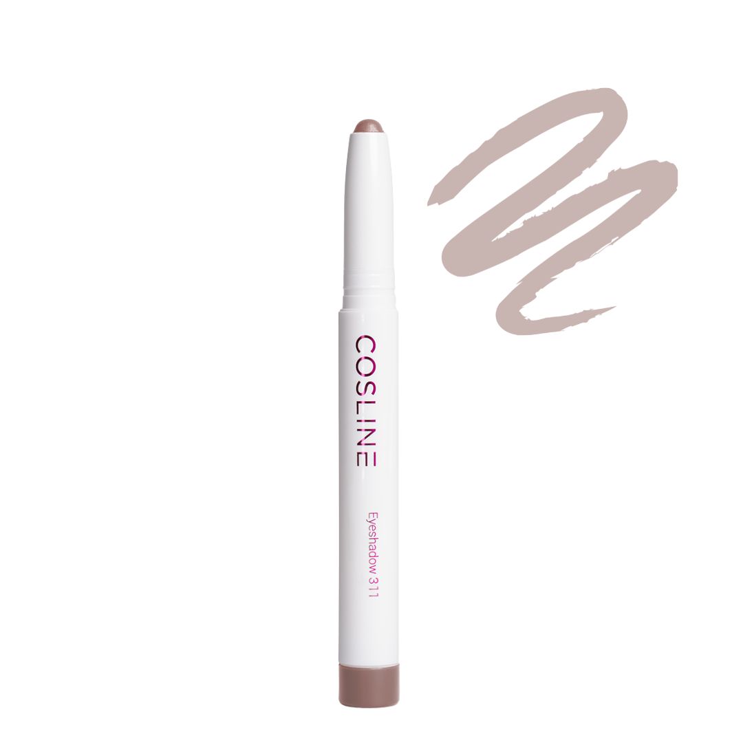 Weißer Stift-Lidschatten von Cosline, Farbton 311. Aufschrift: Eyeshadow 311. Daneben ein Farbmuster.