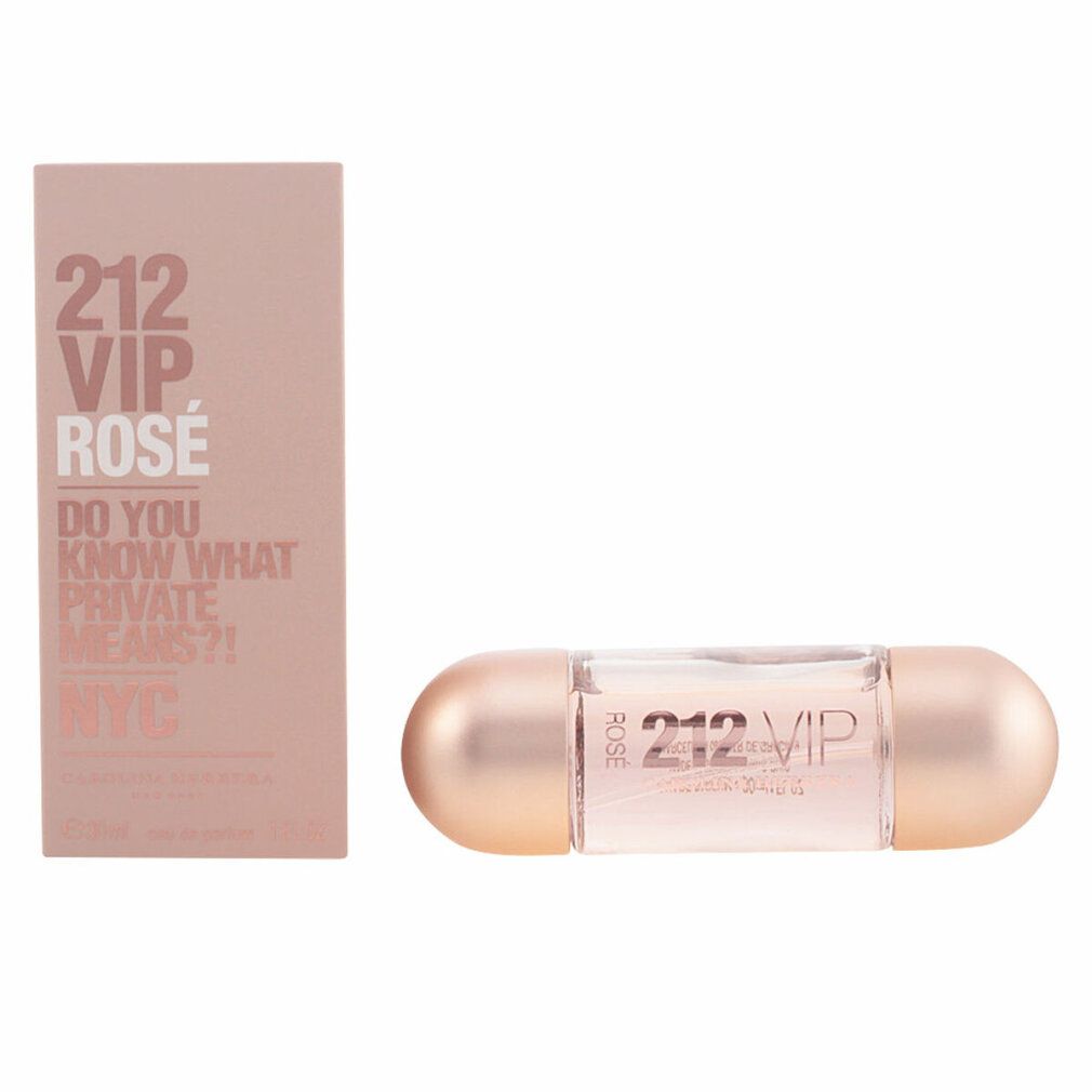 Parfümflakon und Verpackung. Flakon liegt. Verpackung und Flakon mit Aufschrift 212 VIP Rosé.