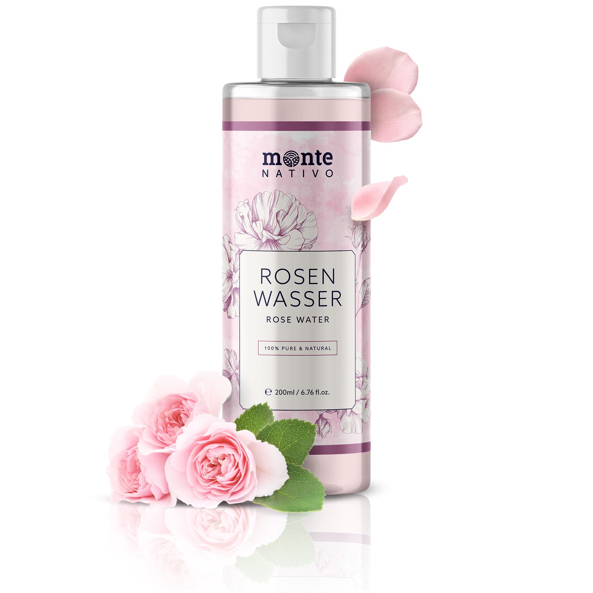 Rosenwasser 100% rein Gesicht & Haar Monte Nativo 200 ml Lotion