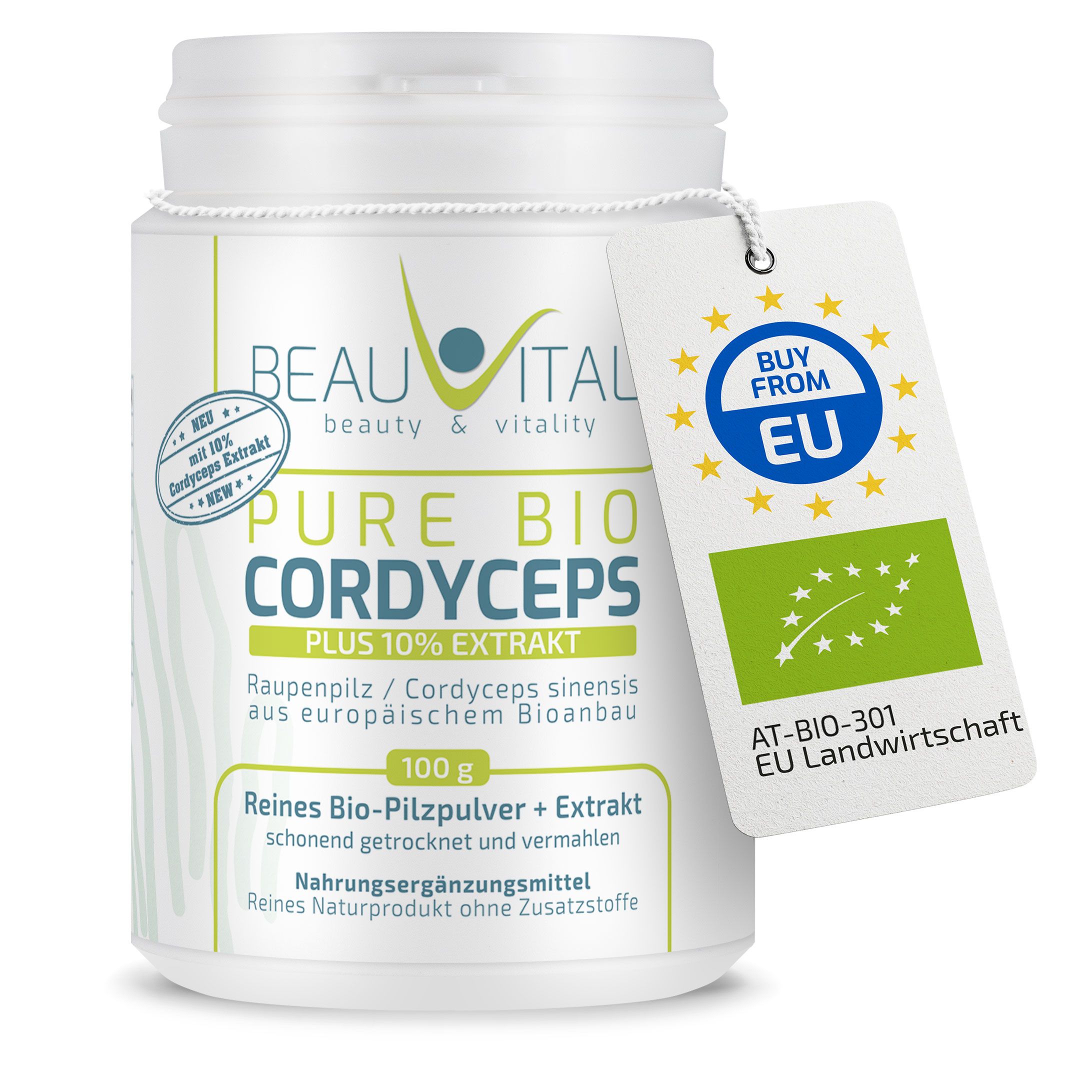 BEAUVITAL® Pure Bio Cordyceps Pulver mit 10% Cordyceps sinensis Extrakt